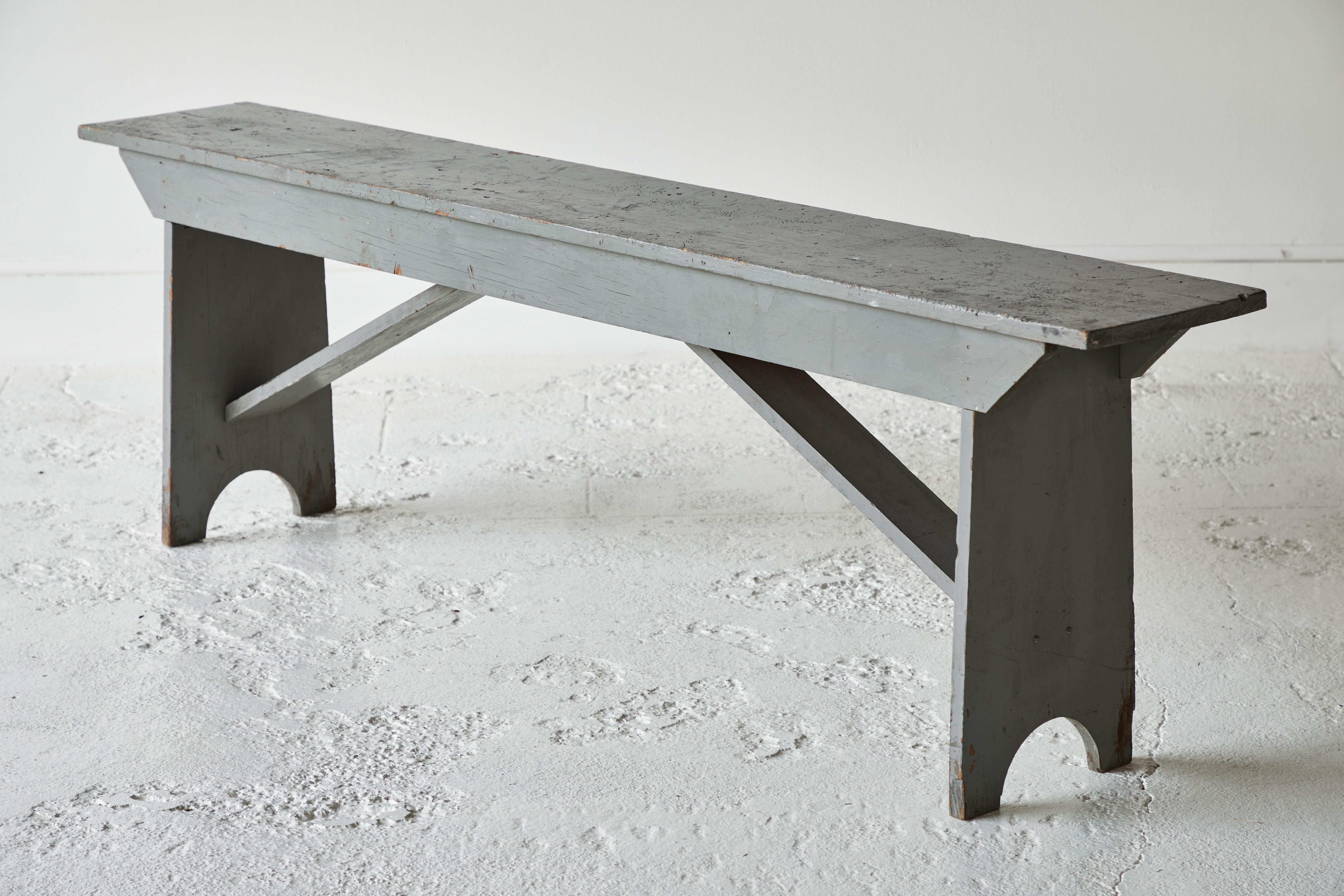 20th Century Vintage Painted Grey Bucket Bench
