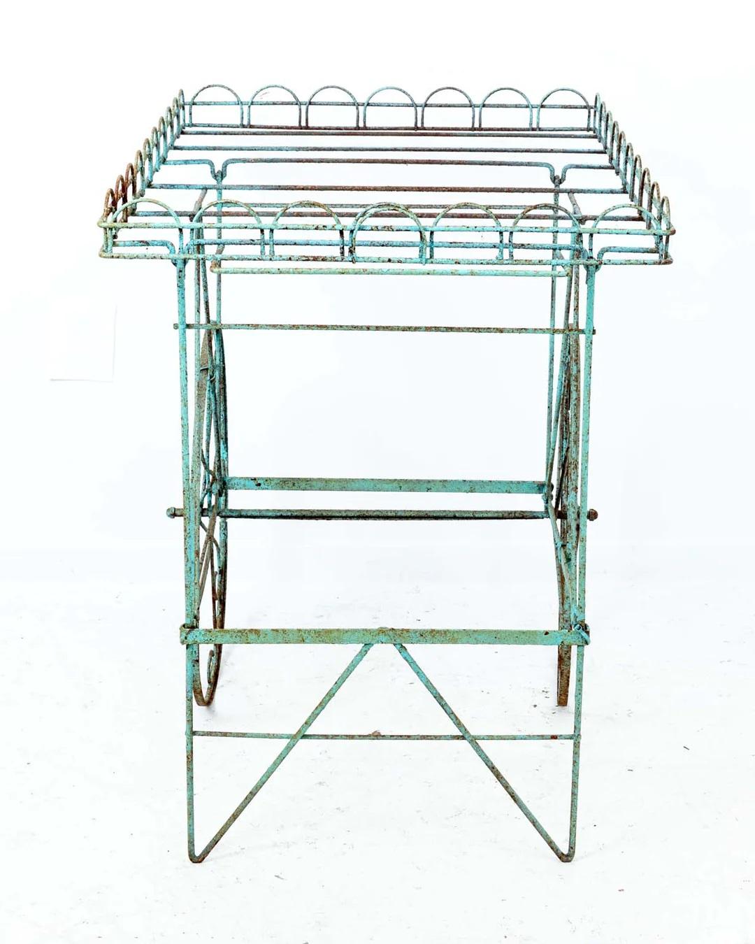 Hollywood Regency Vintage Painted Iron Flower Cart For Sale