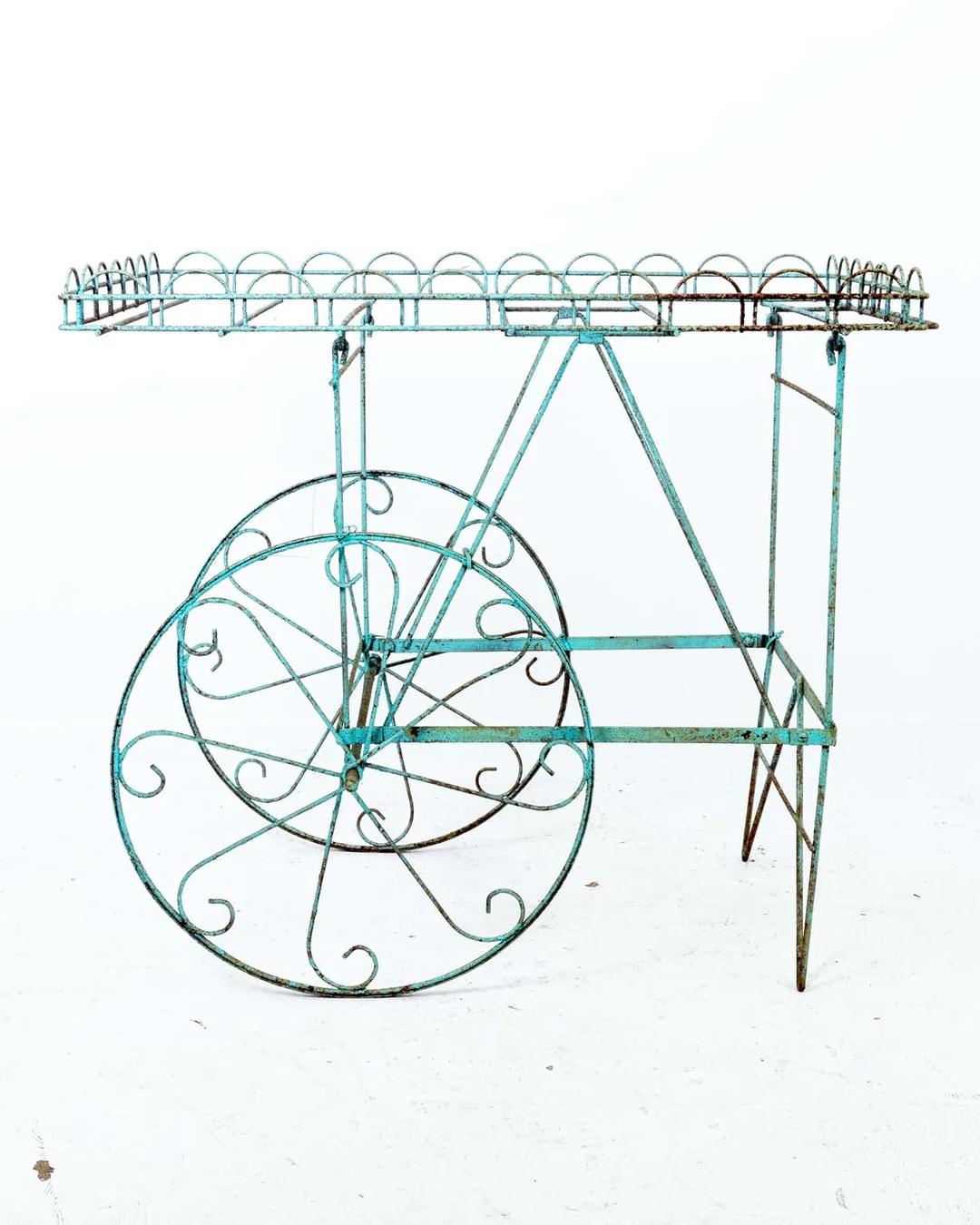 20th Century Vintage Painted Iron Flower Cart For Sale