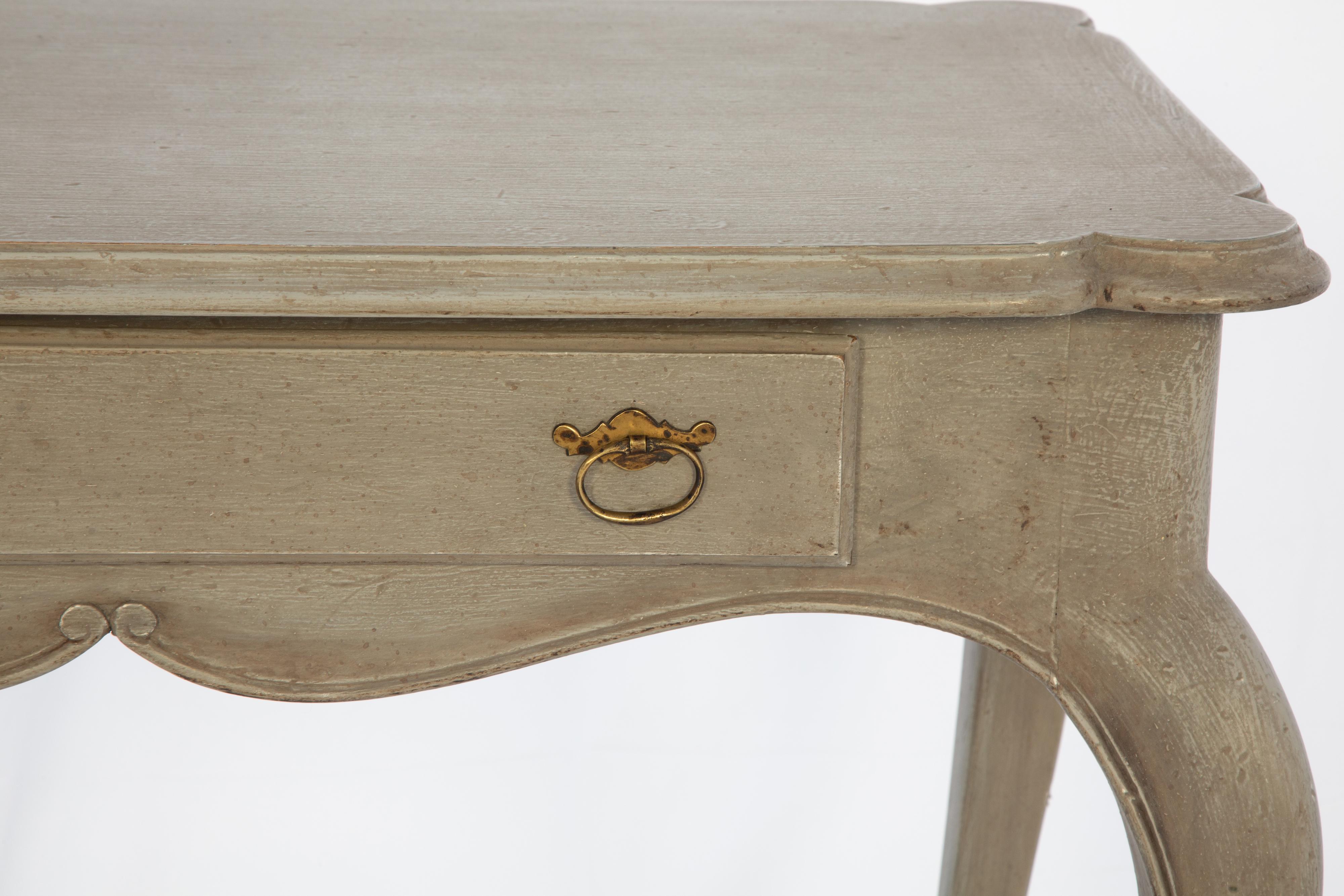 Wood Vintage Painted Italian Tea Table with Single Drawer For Sale
