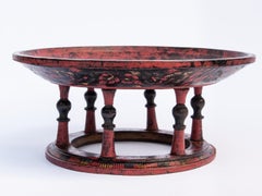 Vintage Painted Lacquer Tray on Stand, Shan of Burma, Early to Mid-20th Century