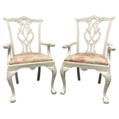 Poltrone Chippendale Ball and Claw in mogano verniciato - Coppia