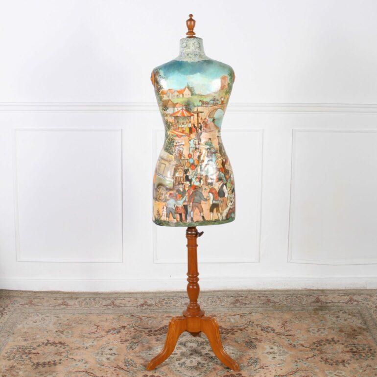 French Vintage Painted Mannequin Dress Form For Sale
