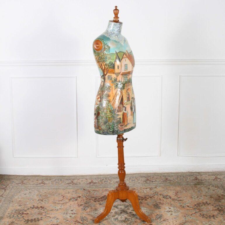 Hand-Painted Vintage Painted Mannequin Dress Form For Sale