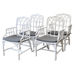 Used Painted McGuire Bamboo Armchairs - Set of 4