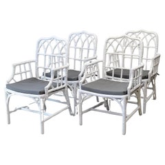 Vintage Painted McGuire Bamboo Armchairs - Set of 4