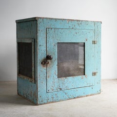 Vintage Painted Meat Safe Cabinet - Farmhouse Kitchen Cupboard, WWII Interest
