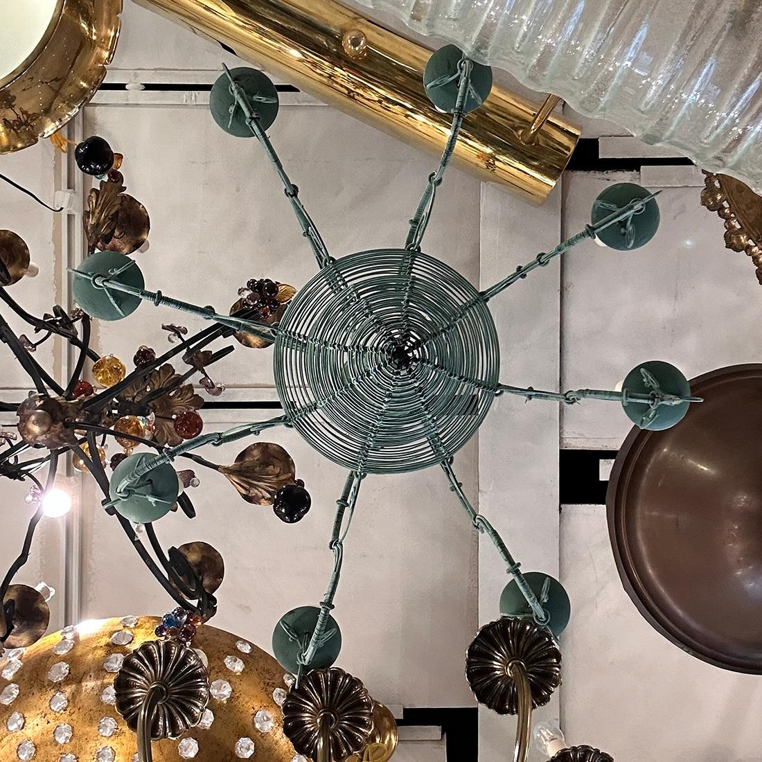 Vintage Painted Metal Chandelier In Good Condition For Sale In New York, NY