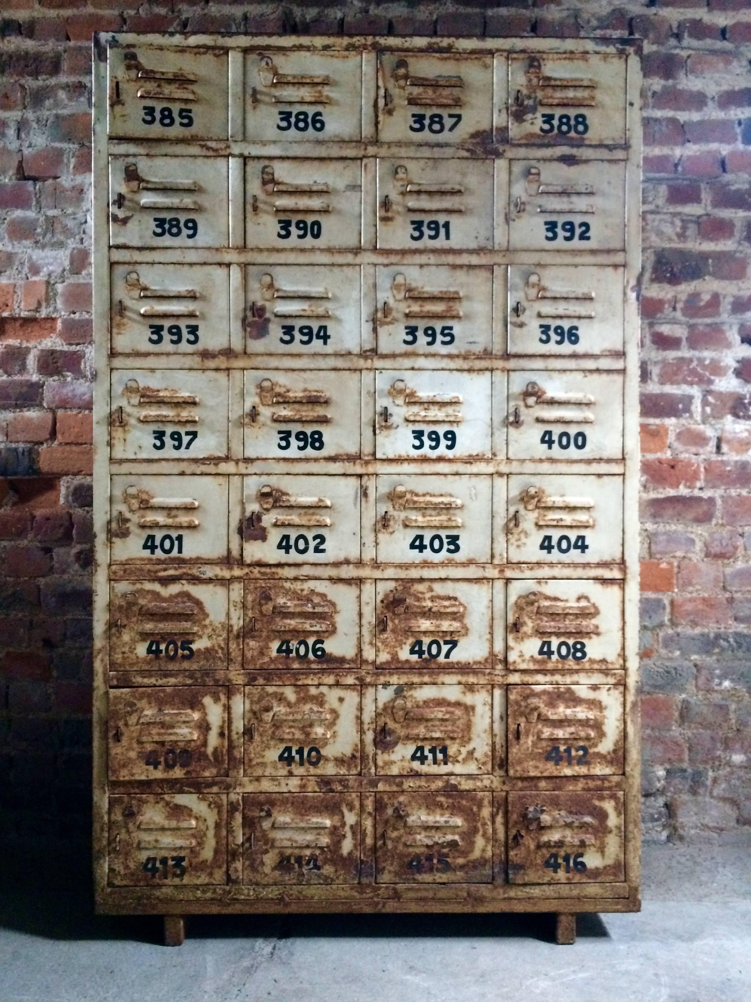Vintage Painted Metal Lockers Cabinet Industrial 2