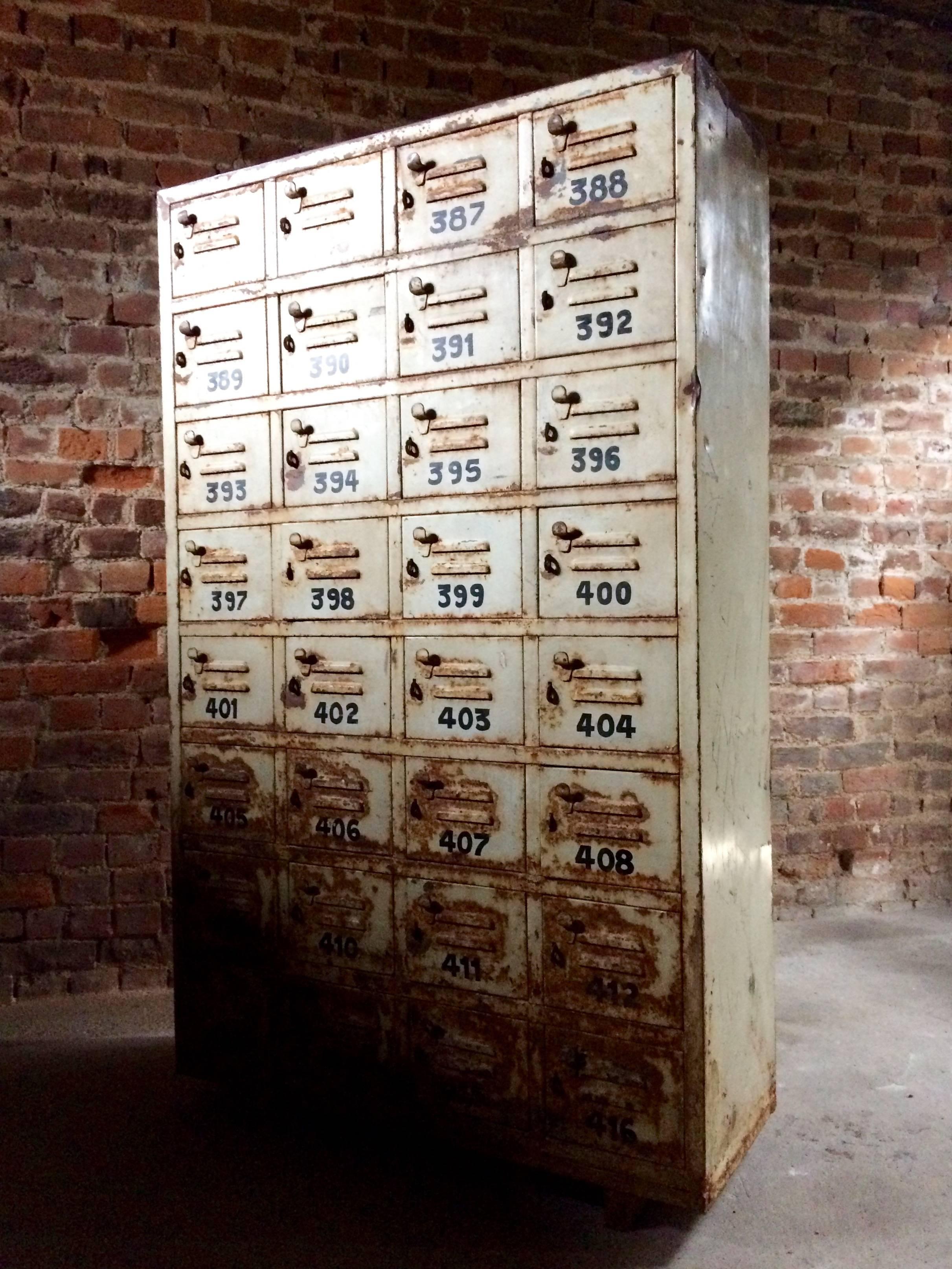 Vintage Painted Metal Lockers Cabinet Industrial 3