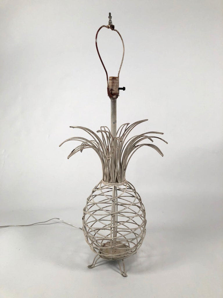 Vintage Painted Metal Pineapple Lamp at 1stDibs
