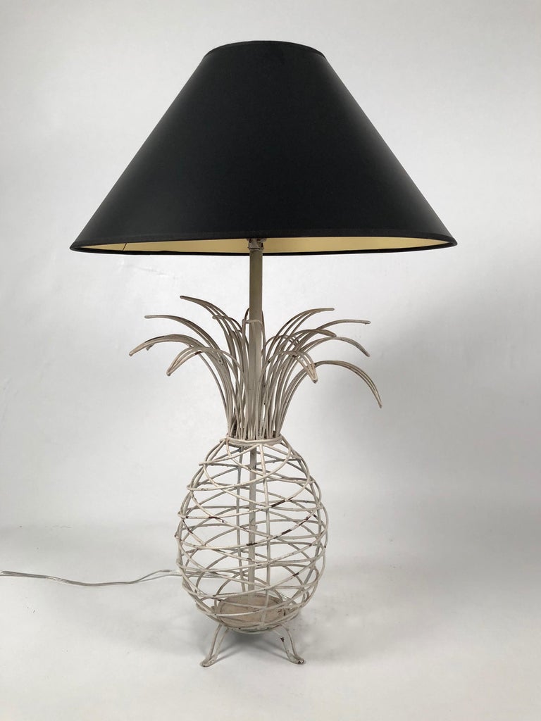 Vintage Painted Metal Pineapple Lamp at 1stDibs