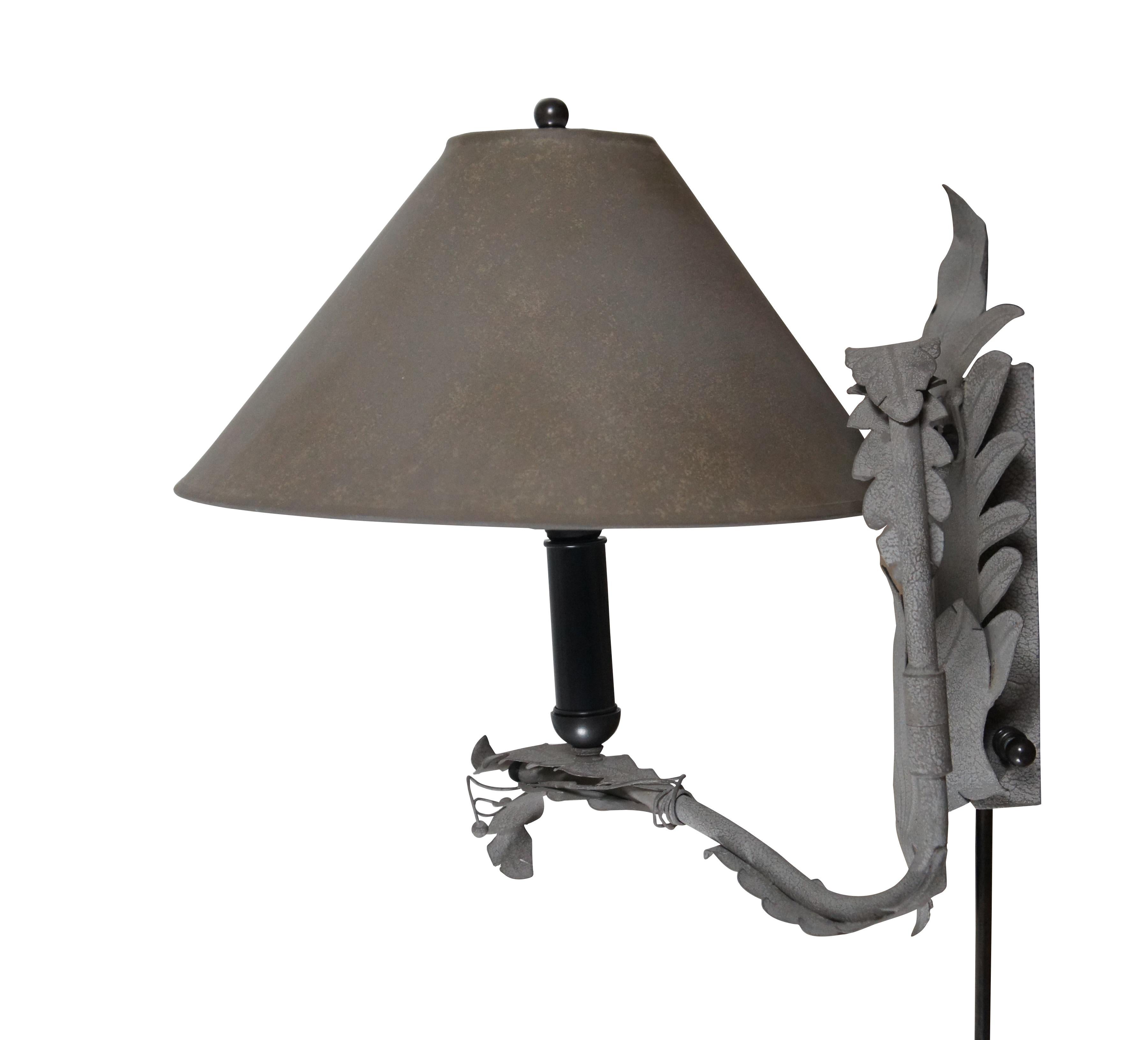 Hart Associates Painted Metal Swing Arm Acanthus Leaf Wall Sconce