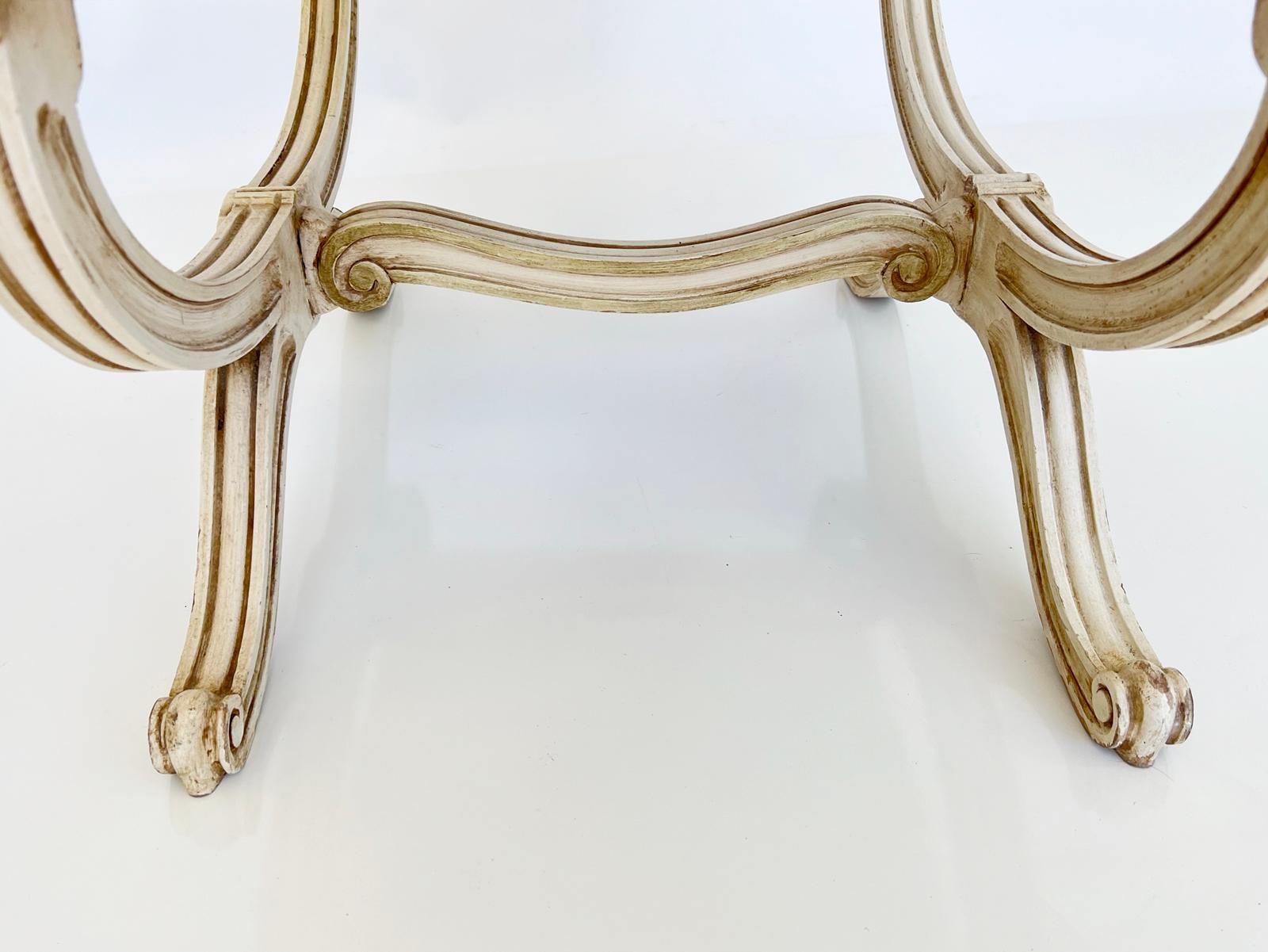 Bemalte Curule Bench im neoklassischen Stil, Vintage im Angebot 2
