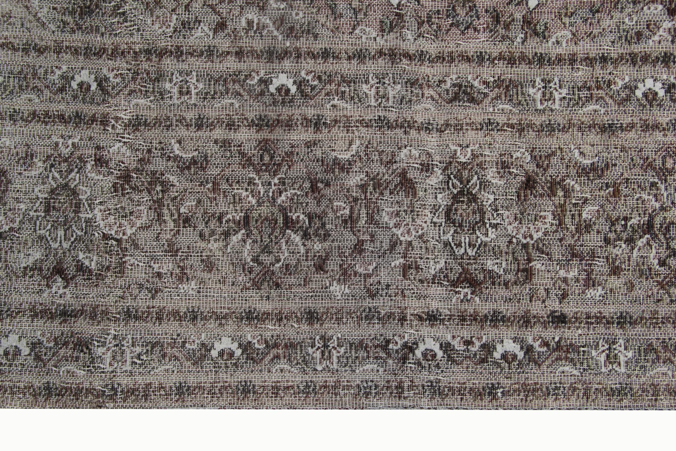 Revival Vintage Painted Persian Rugs, over Dyed Grey Rug Carept, Area Rugs for Sale