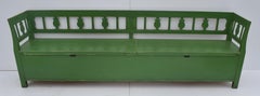 Vintage Painted Pine and Oak Storage Bench or Settle