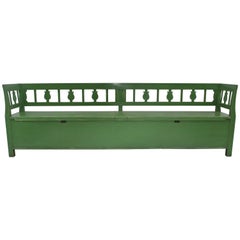 Vintage Painted Pine and Oak Storage Bench or Settle