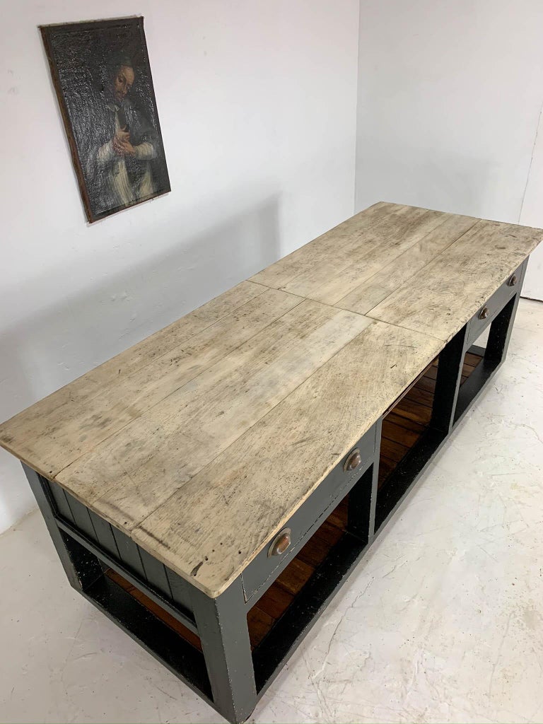 Vintage Industrial Workbench Pine Baker's Table Kitchen Island Work ...