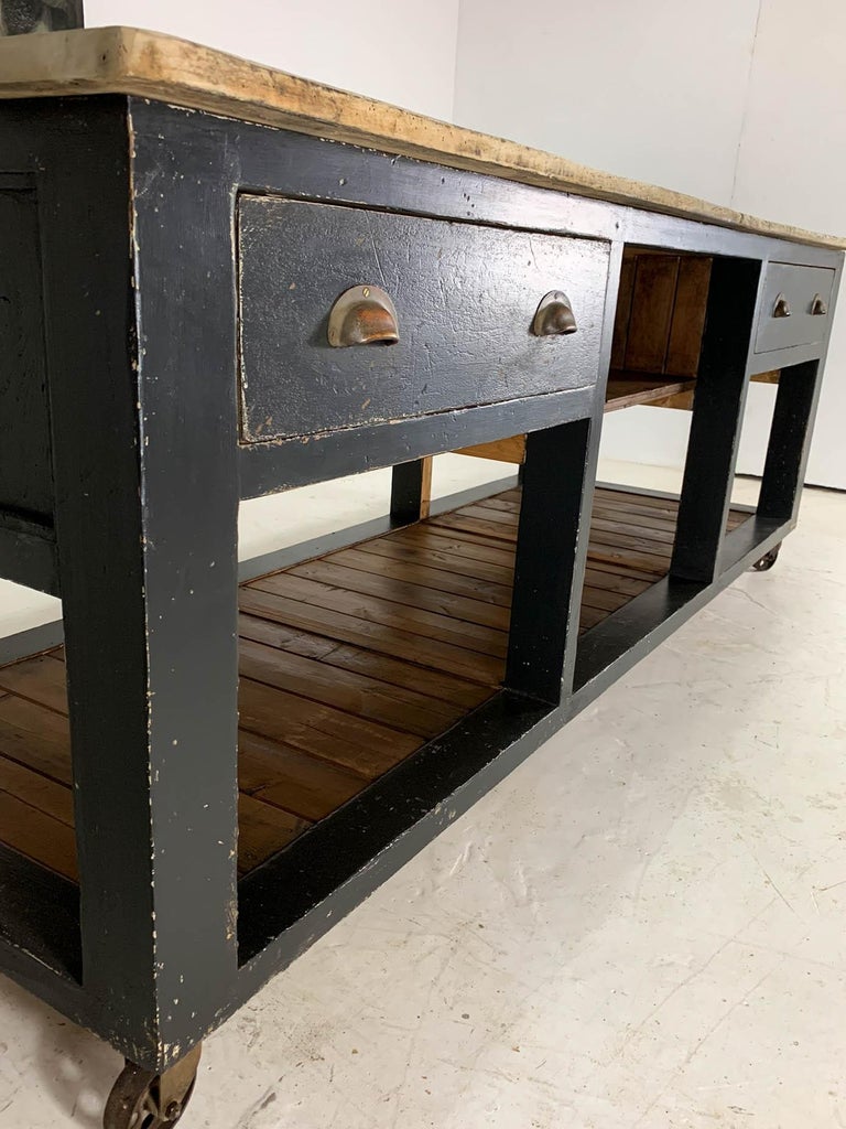 Vintage Industrial Workbench Pine Baker's Table Kitchen ...