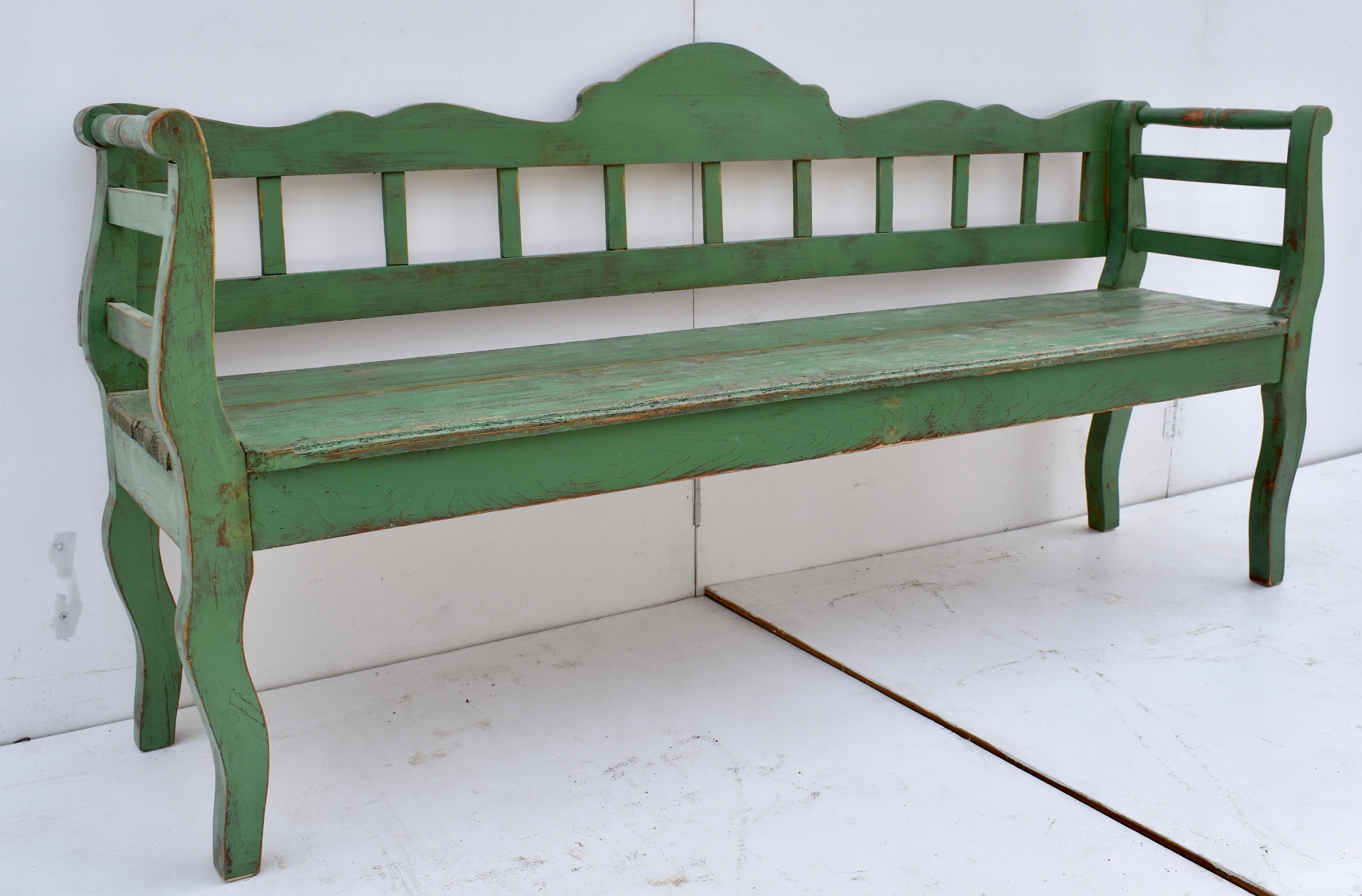 Country Vintage Painted Pine Bench or Settle