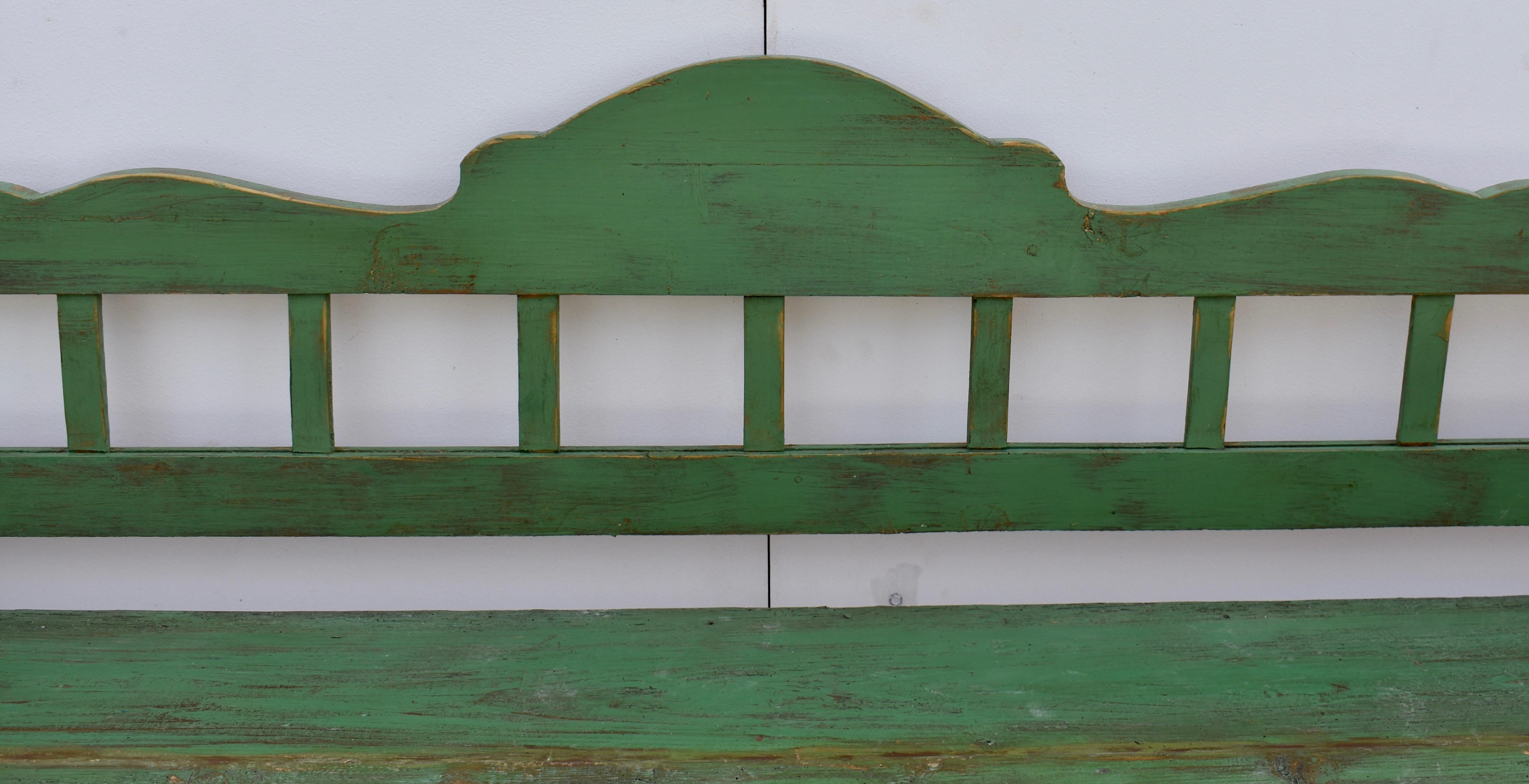 Hand-Painted Vintage Painted Pine Bench or Settle