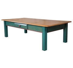 Rustic Painted Pine Distressed Country Farmhouse Coffee Cocktail Table