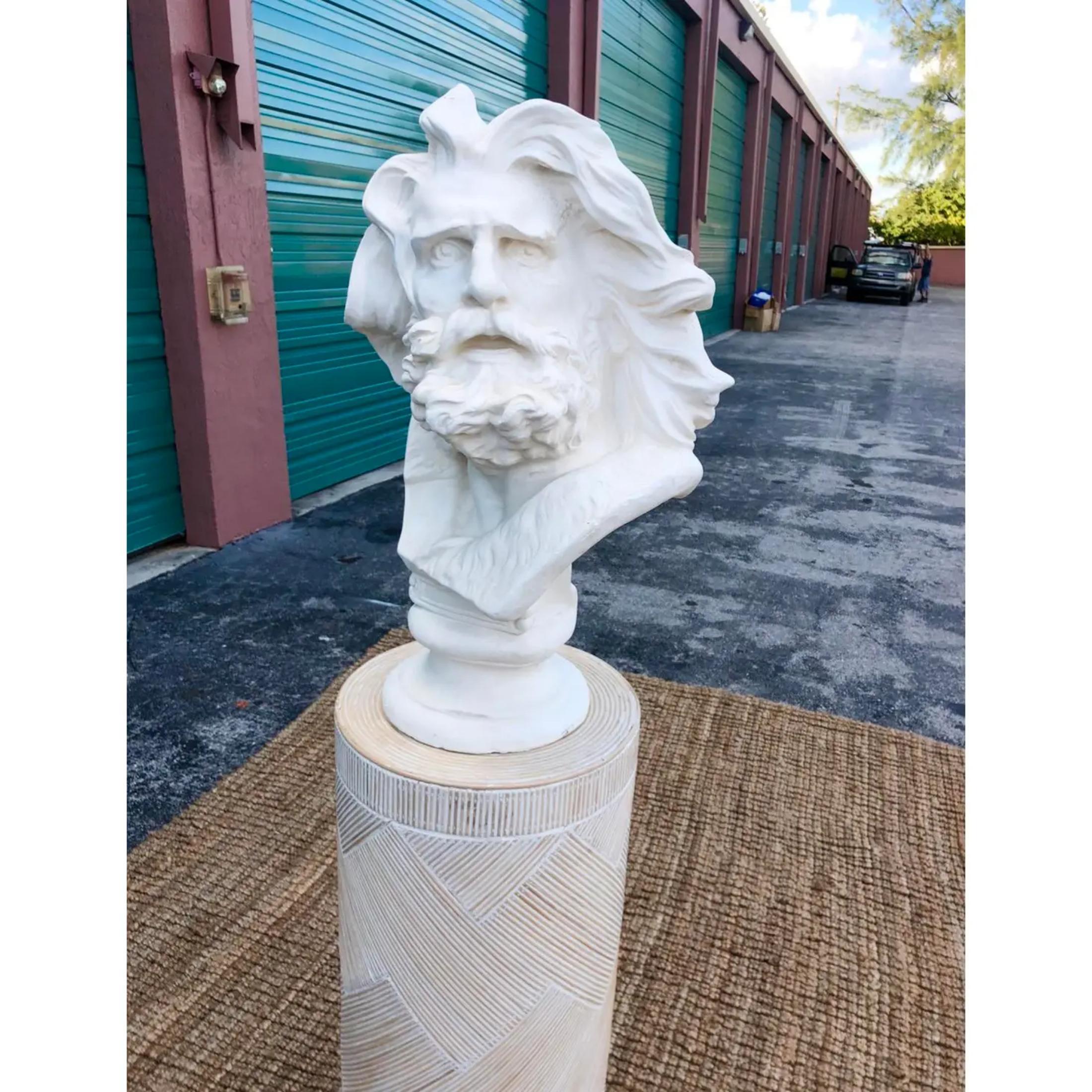20th Century Vintage Painted Terra Cotta Bust of Bearded Man For Sale