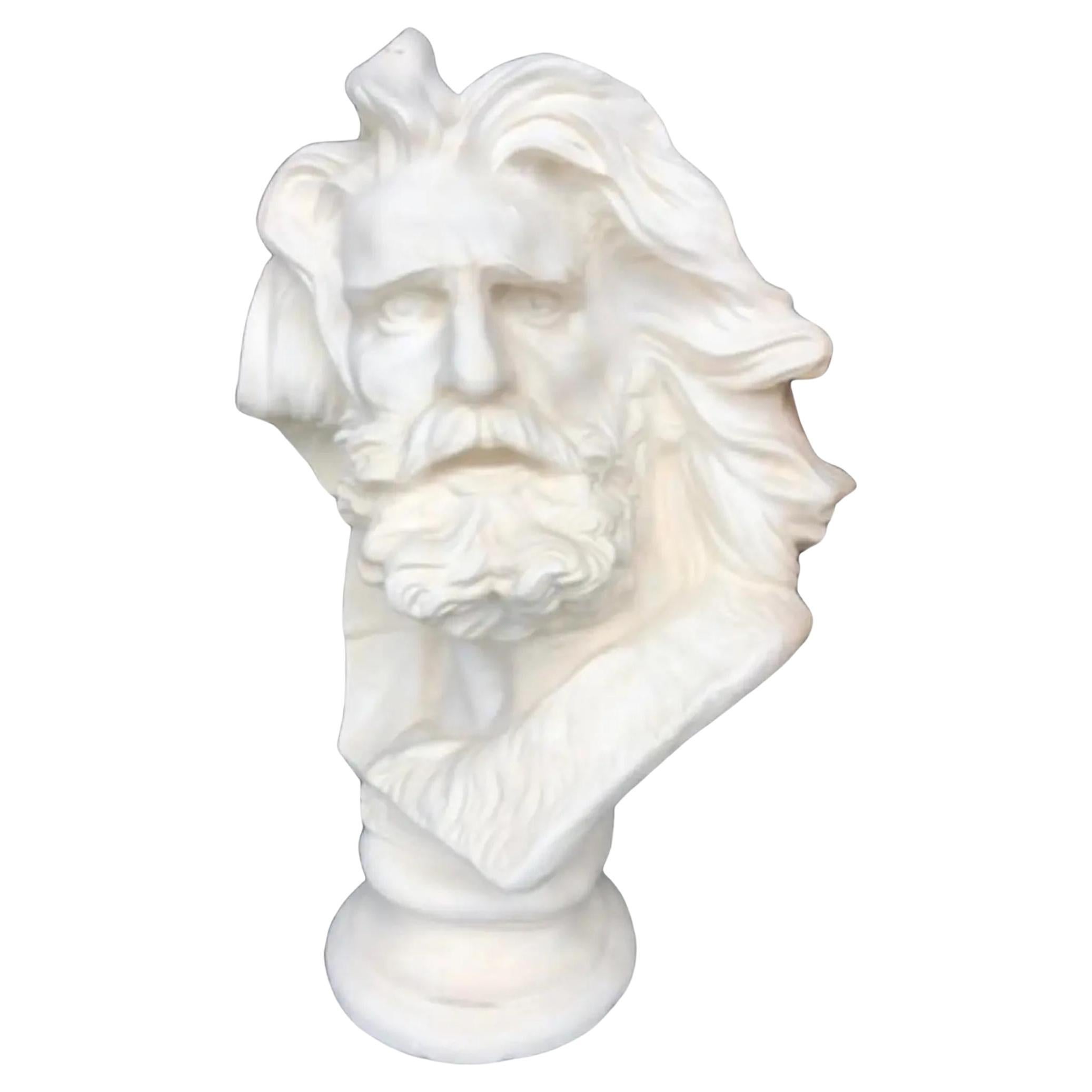 Vintage Painted Terra Cotta Bust of Bearded Man For Sale