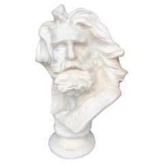Busto de Terracota Pintado Vintage de Hombre Barbudo