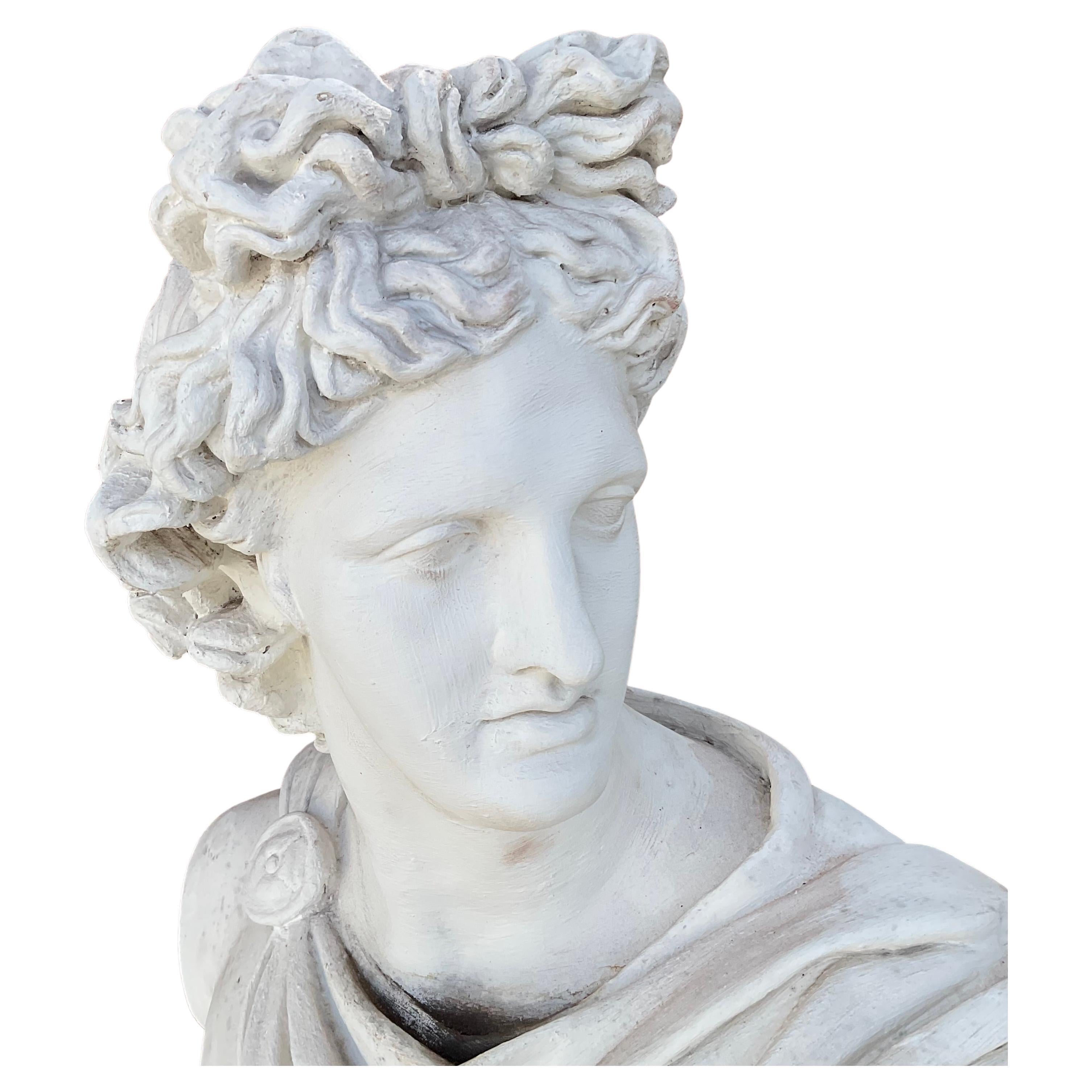 20th Century Vintage Painted Terracotta Bust Of Apollo  For Sale