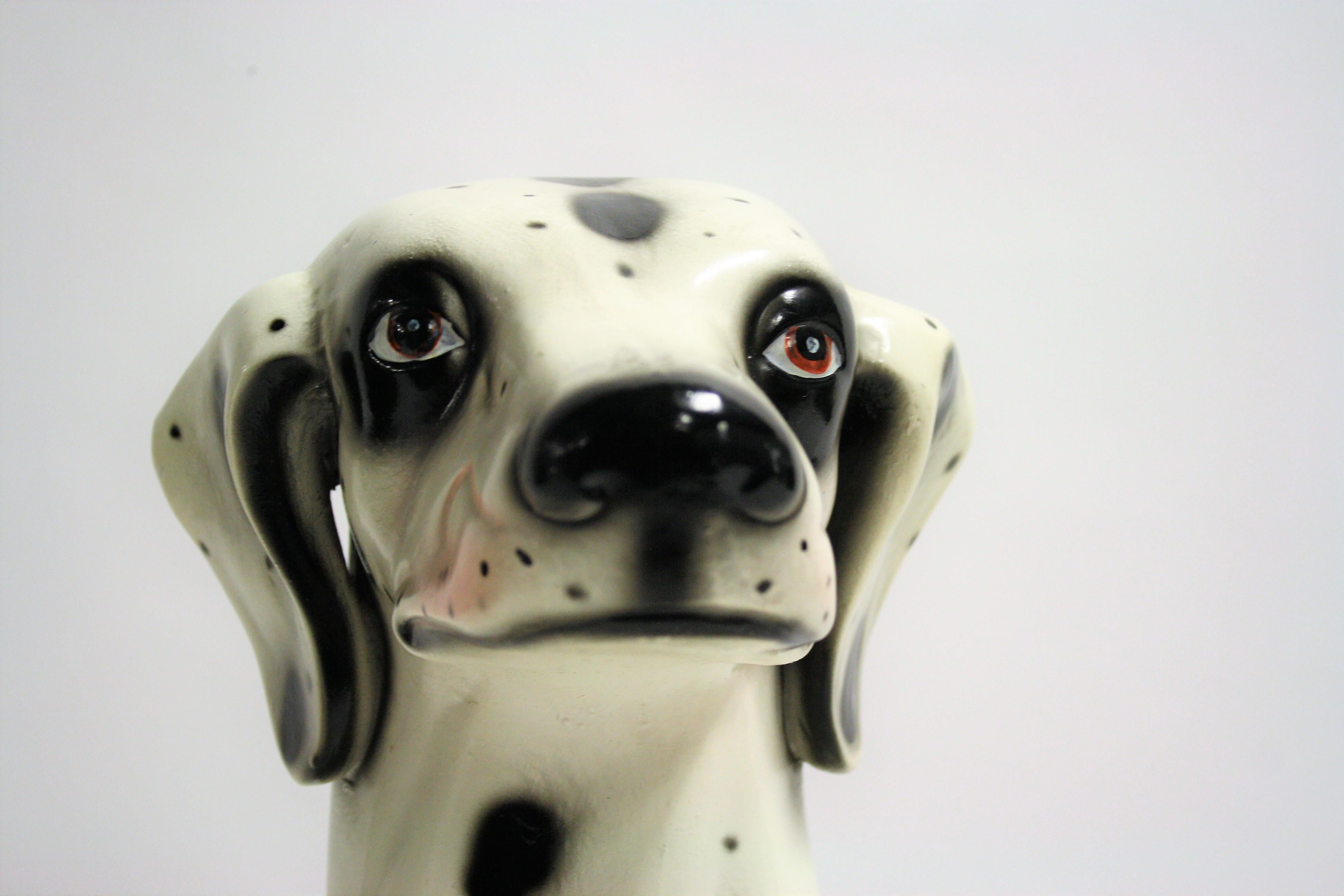 Hollywood Regency Vintage Painted Terracotta Dalmatian Dogs, 1960s