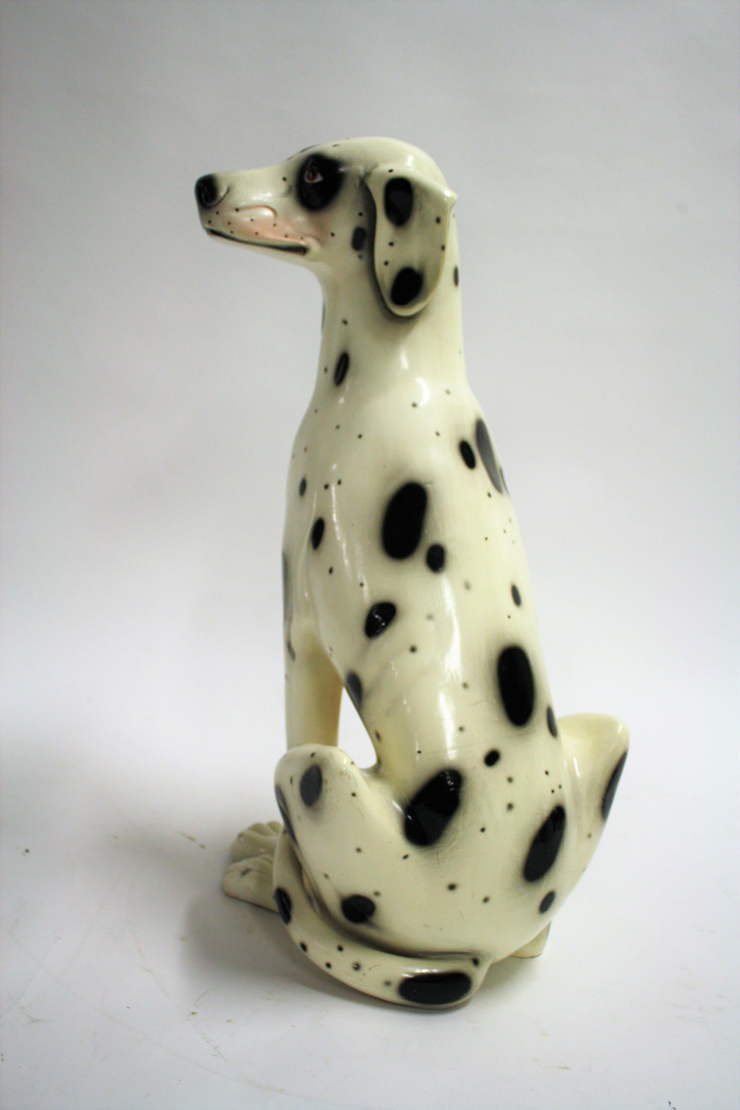 Italian Vintage Painted Terracotta Dalmatian Dogs, 1960s