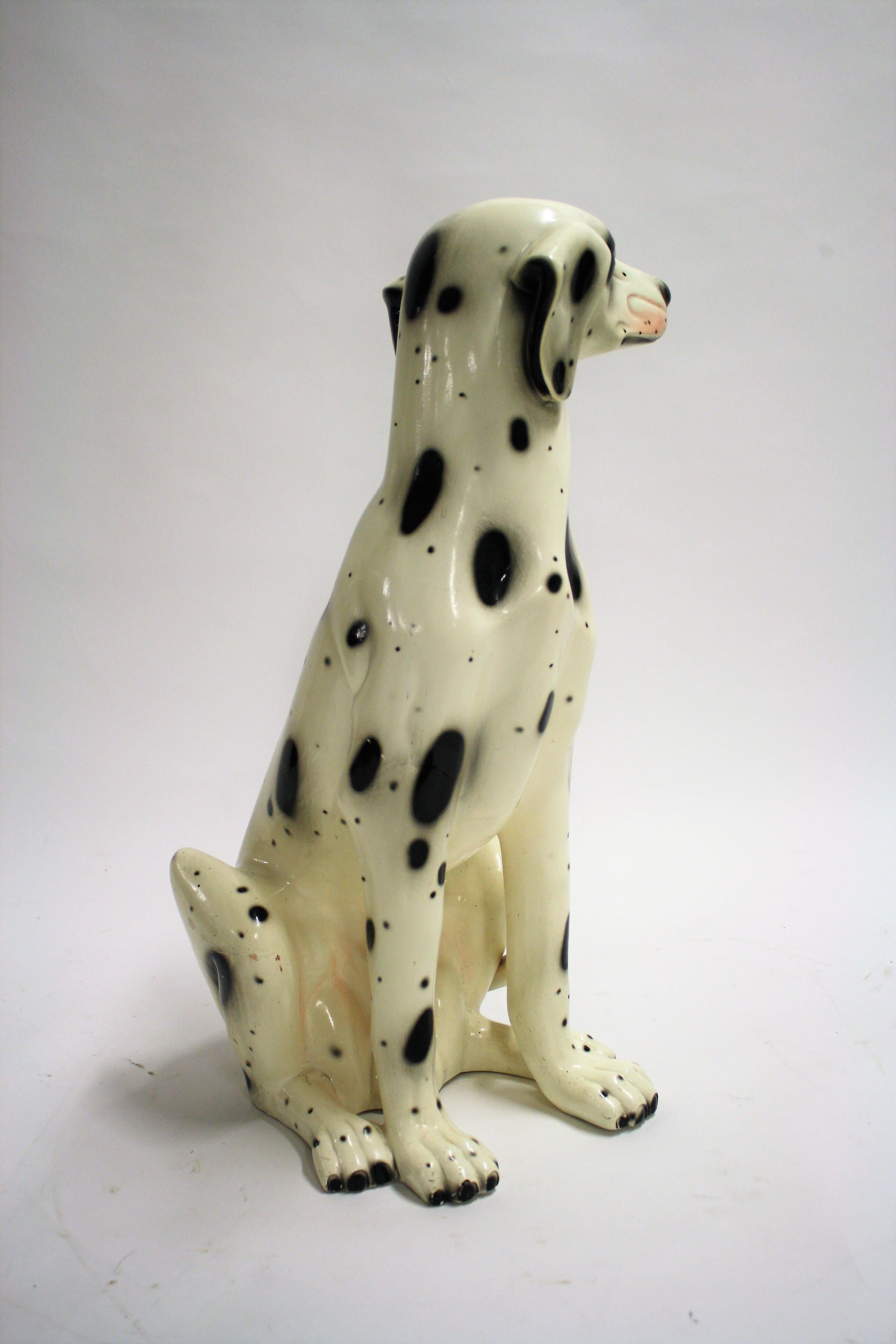 Mid-20th Century Vintage Painted Terracotta Dalmatian Dogs, 1960s