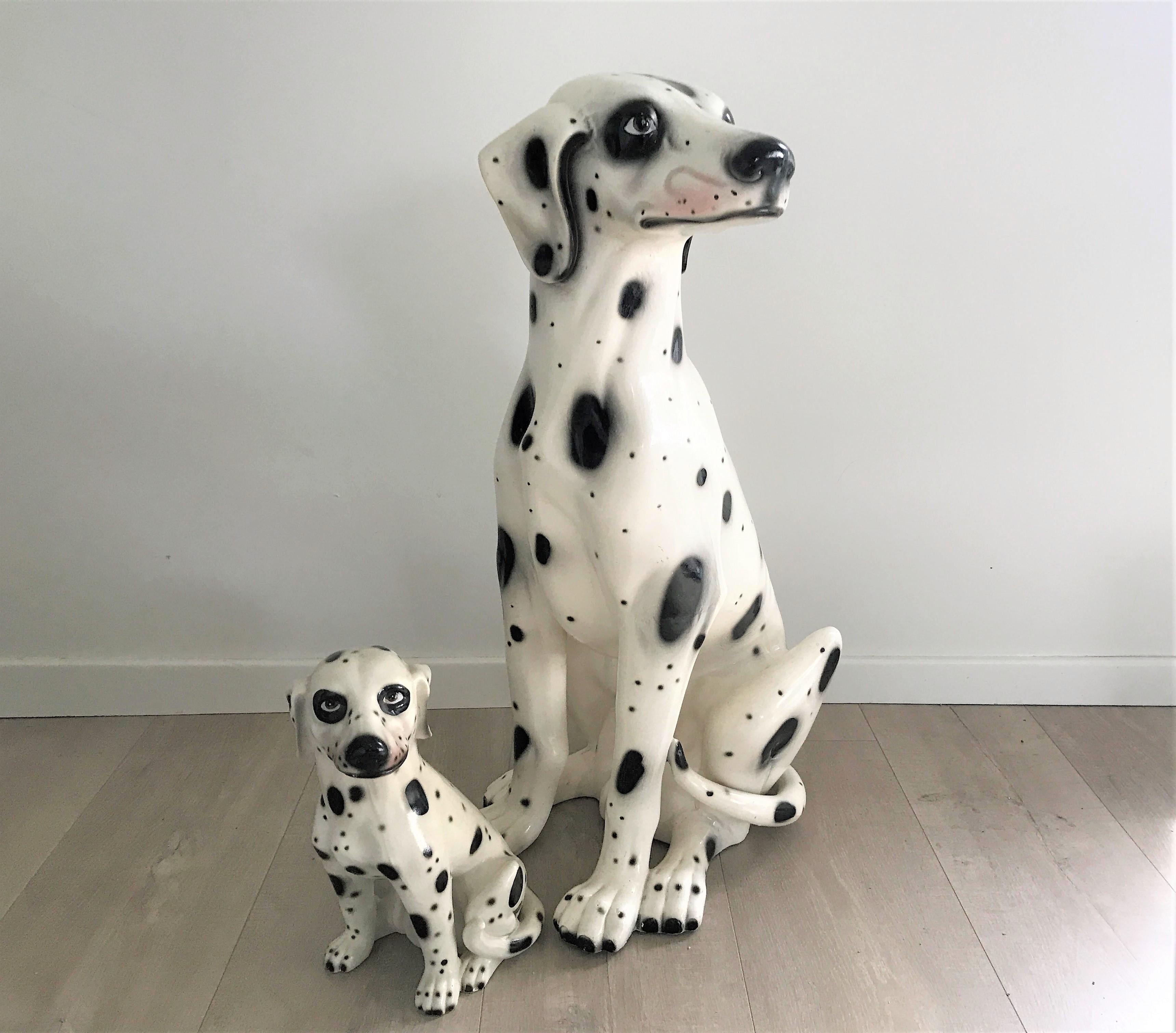 Vintage Painted Terracotta Dalmatian Dogs, 1960s 4