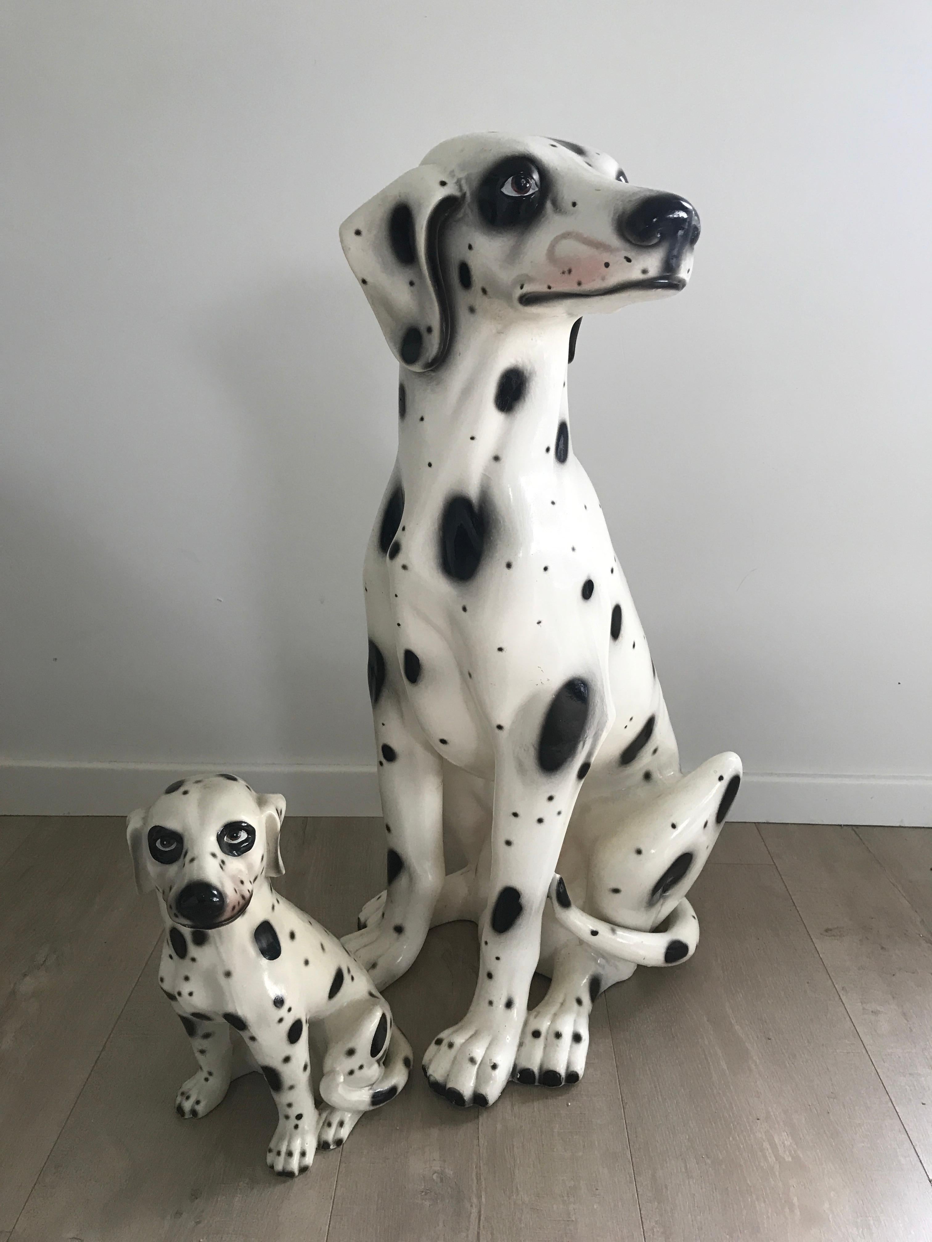 Vintage Painted Terracotta Dalmatian Dogs, 1960s 1