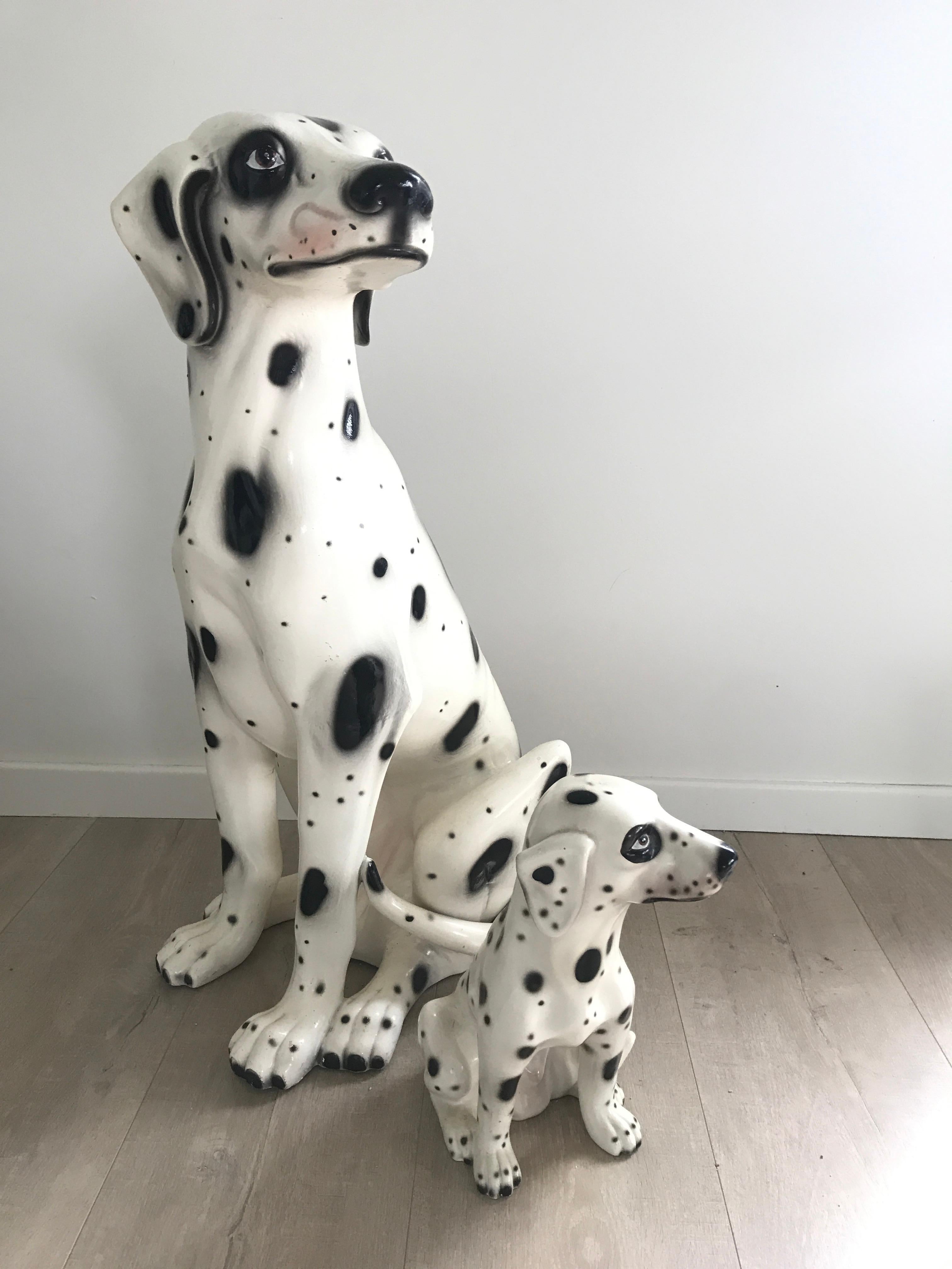 Vintage Painted Terracotta Dalmatian Dogs, 1960s 2