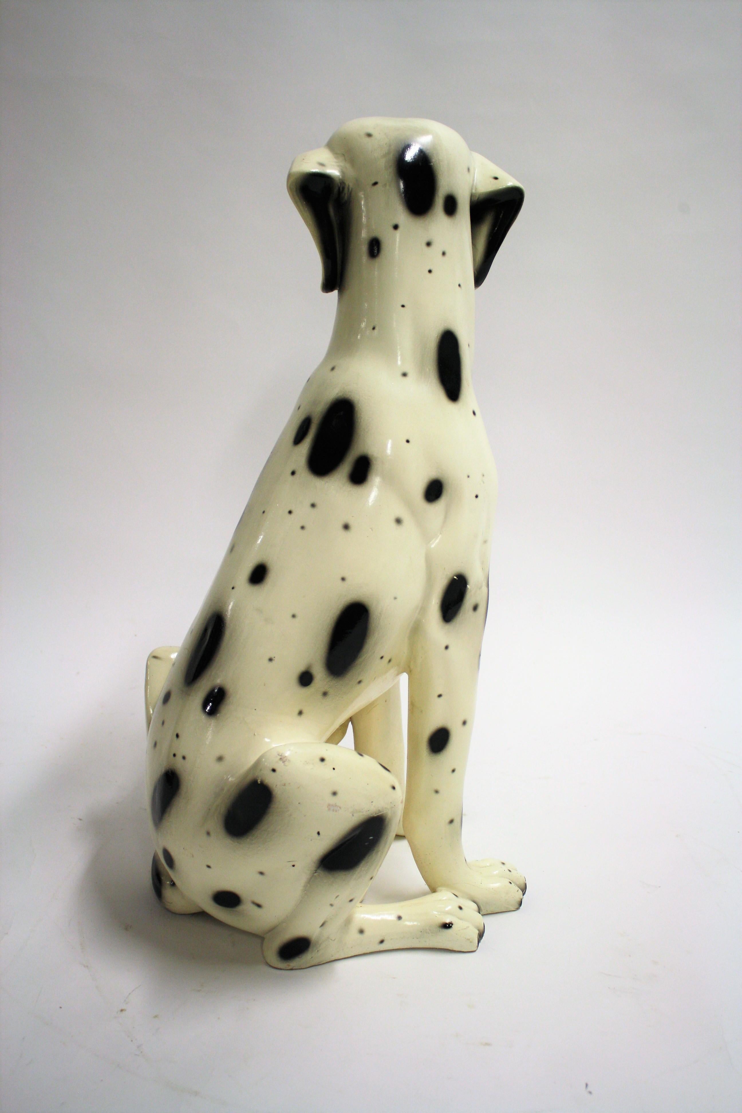 Hollywood Regency Vintage Painted Terracotta Dalmatian Dogs, 1960s