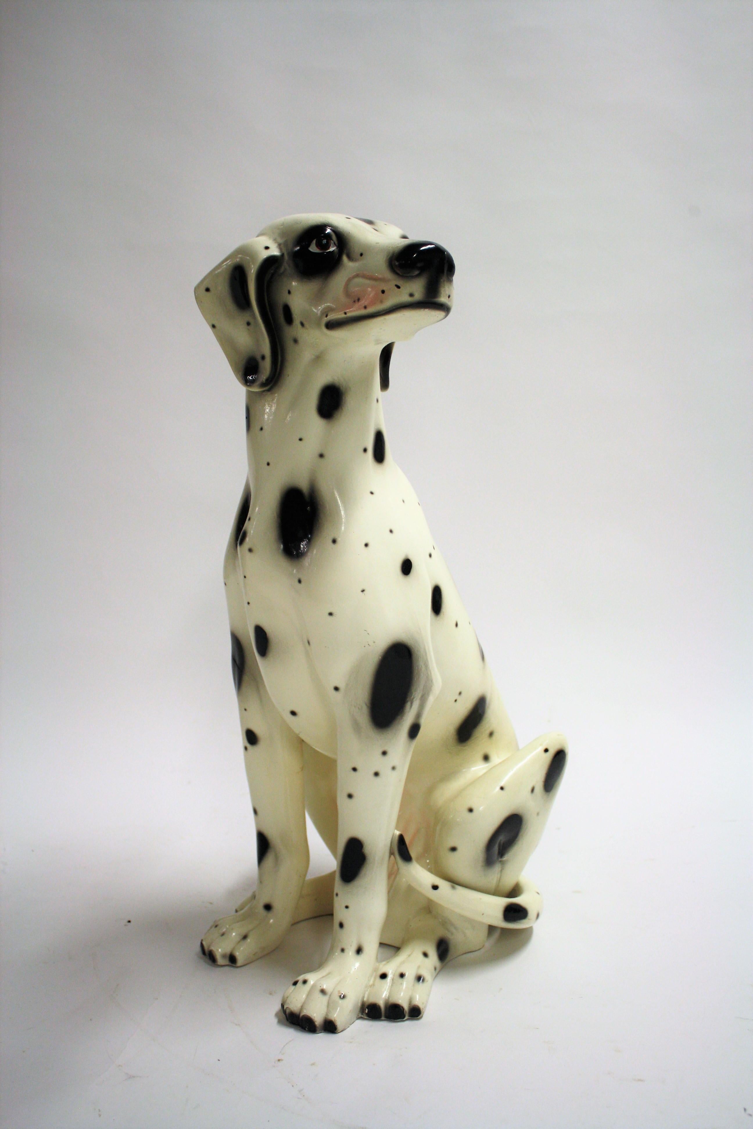 Vintage Painted Terracotta Dalmatian Dogs, 1960s In Excellent Condition In HEVERLEE, BE