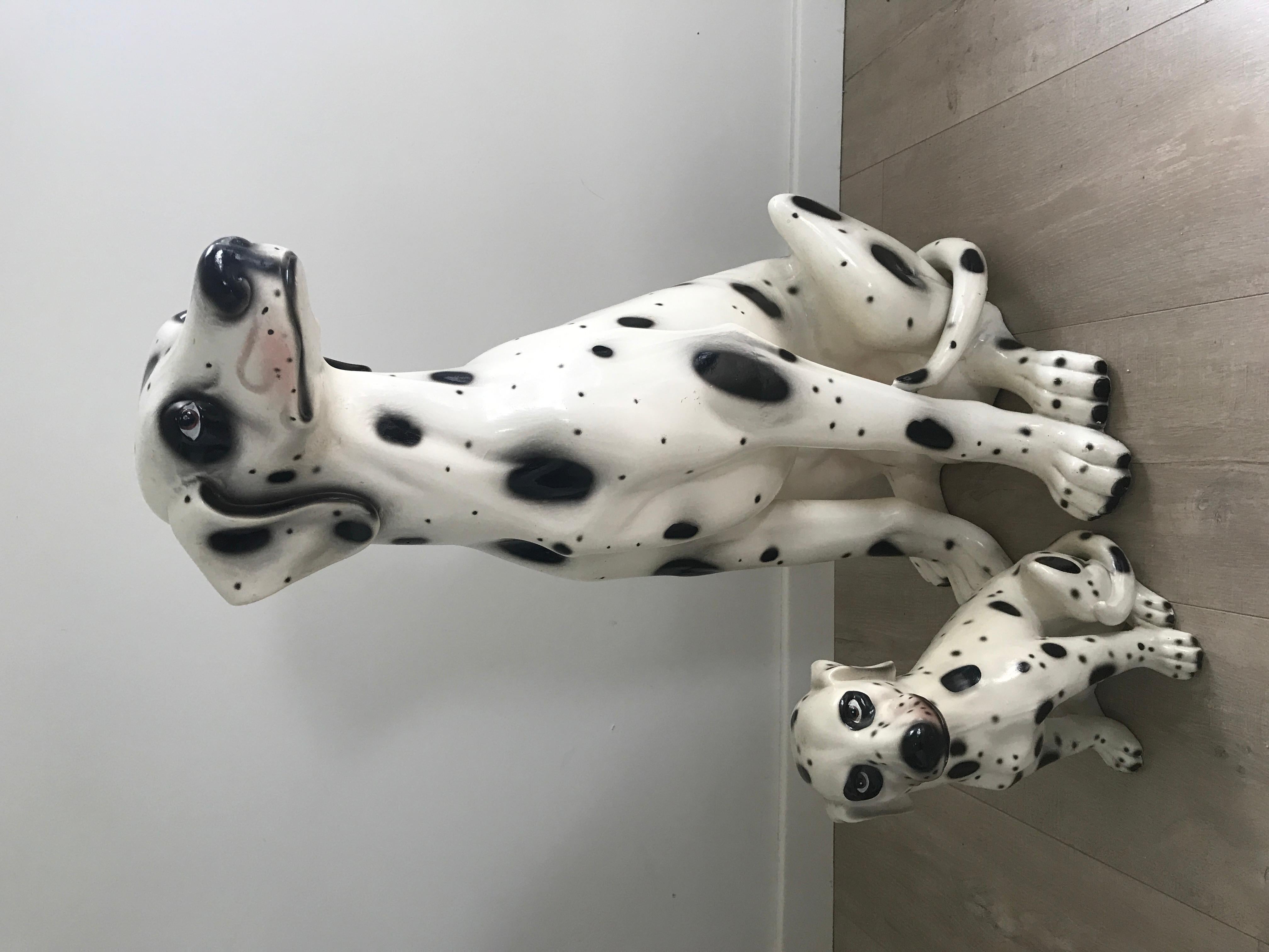 Vintage Painted Terracotta Dalmatian Dogs, 1960s 3