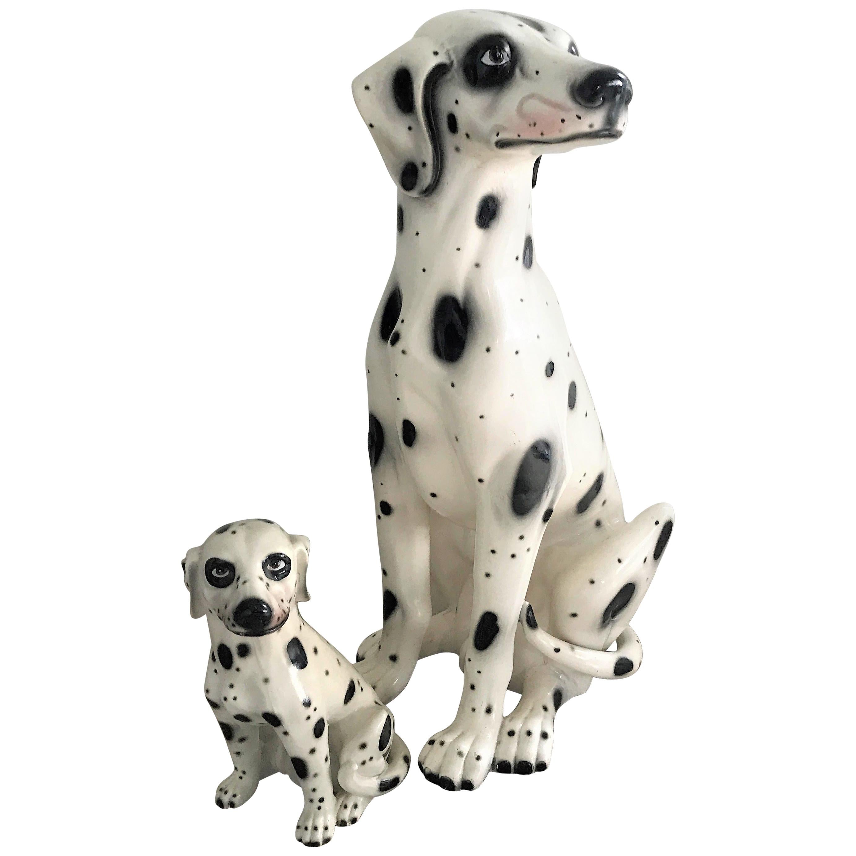 Vintage Painted Terracotta Dalmatian Dogs, 1960s