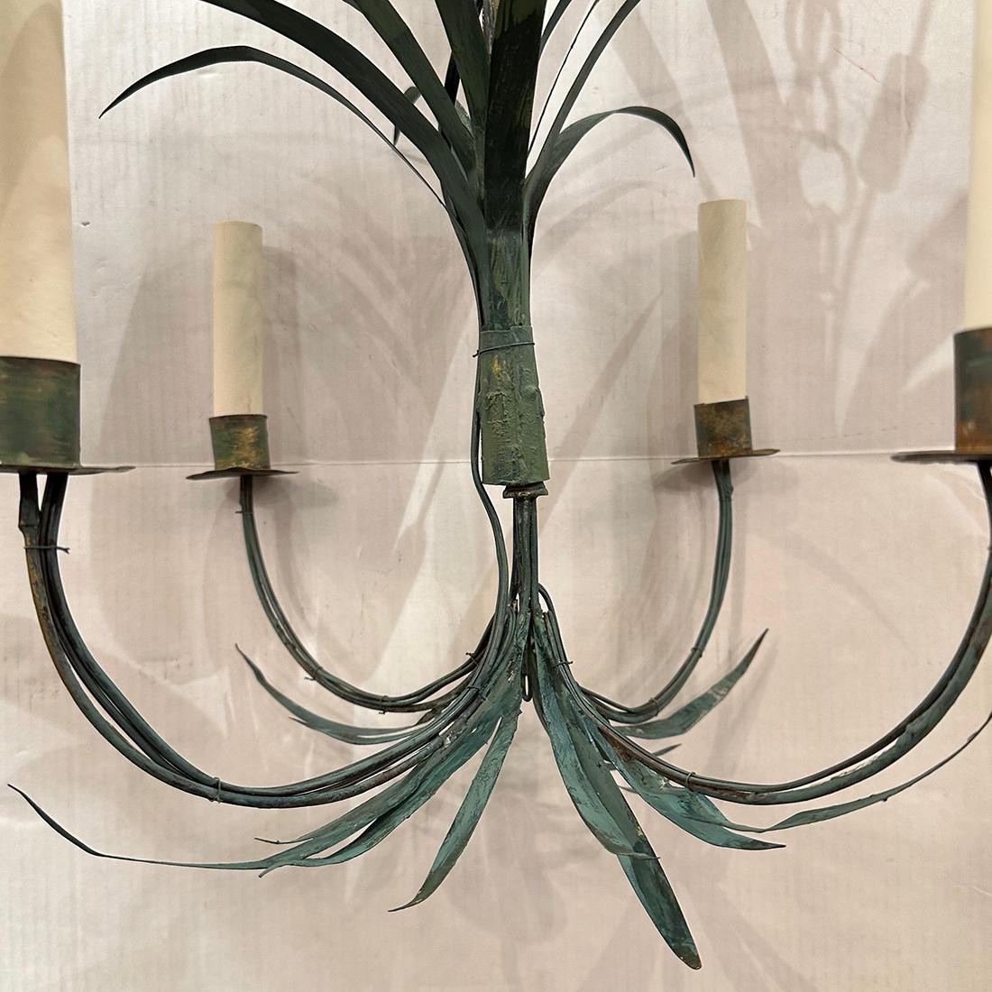 Italian Vintage Painted Tole Chandelier For Sale