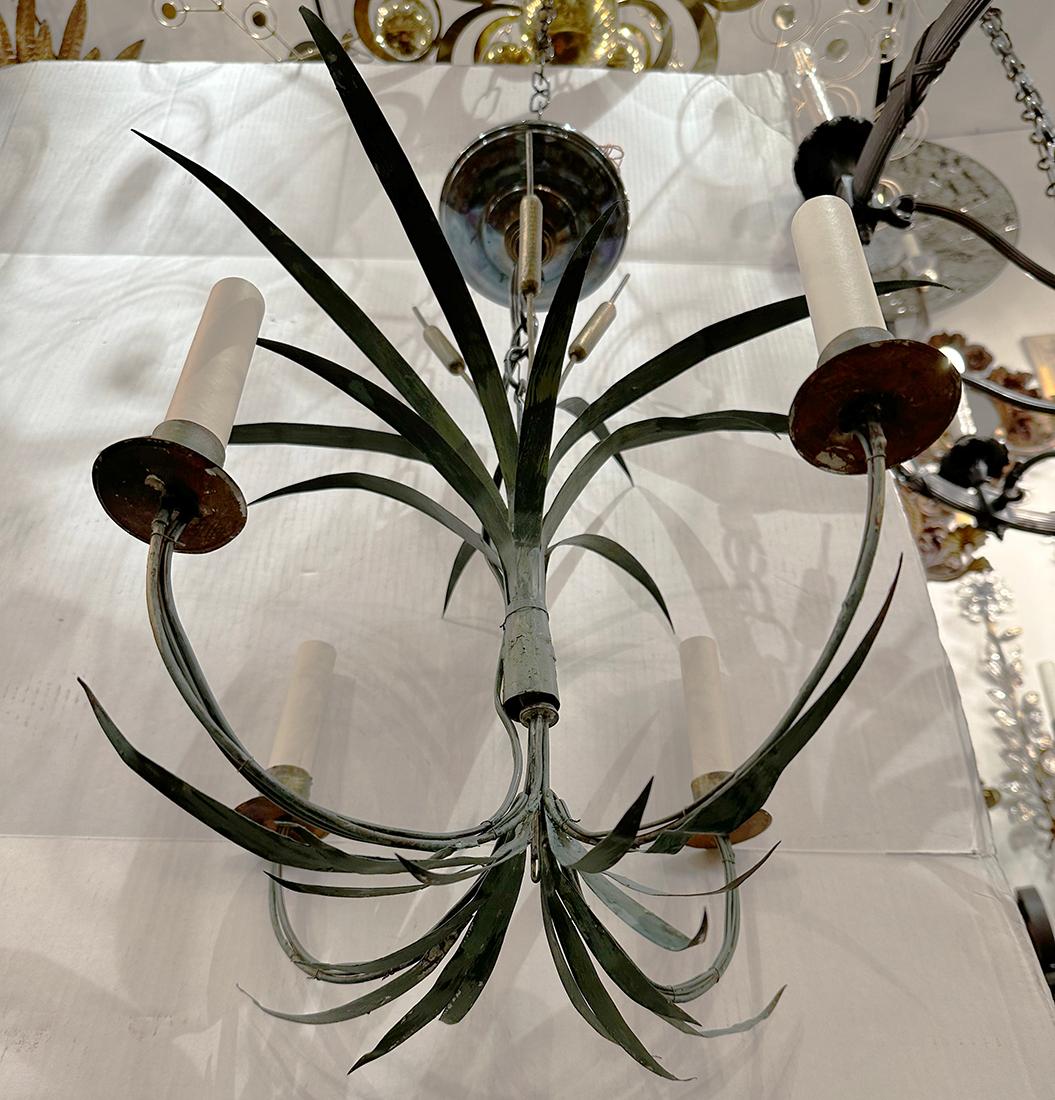 Early 20th Century Vintage Painted Tole Chandelier For Sale