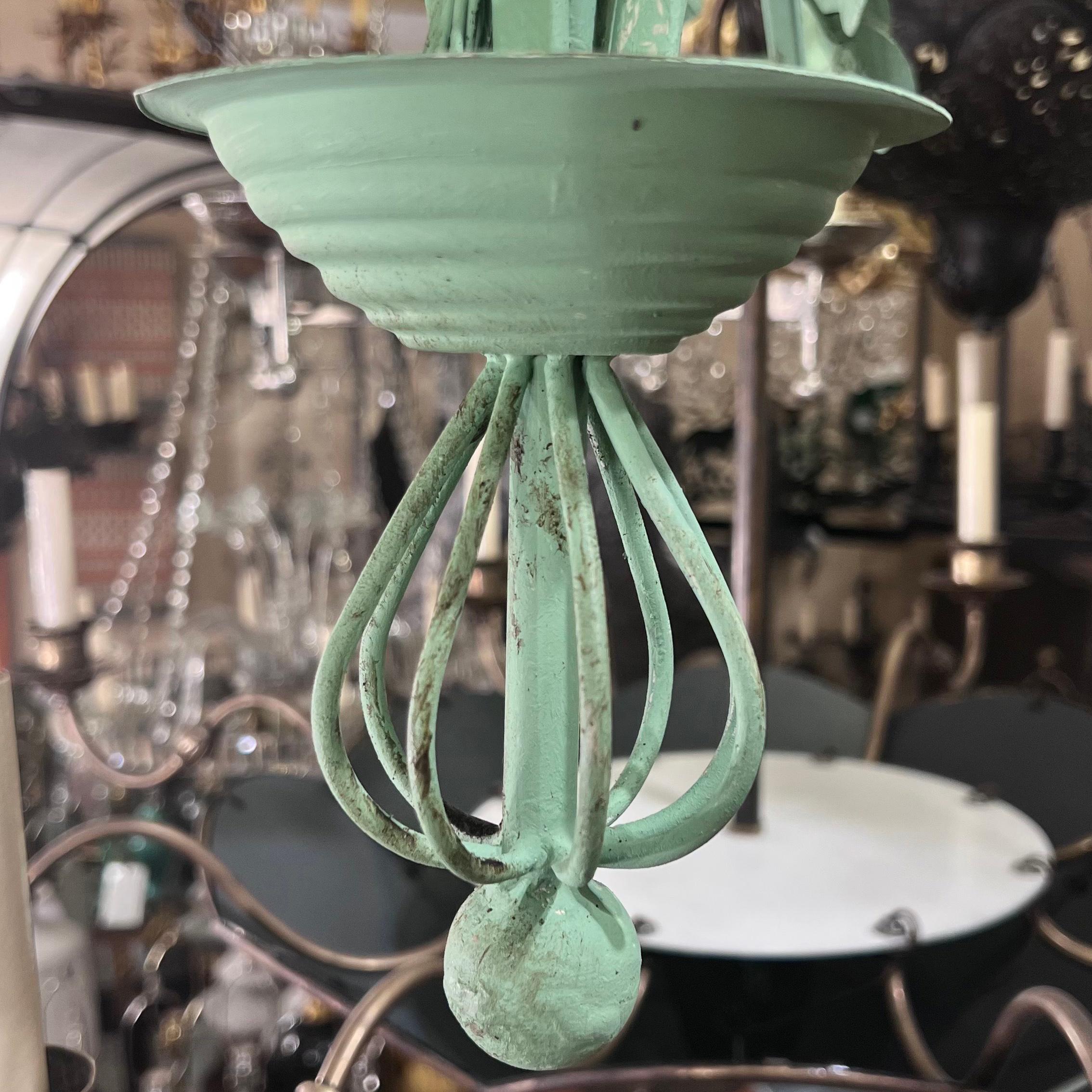 Vintage Painted Tole Chandelier For Sale 2
