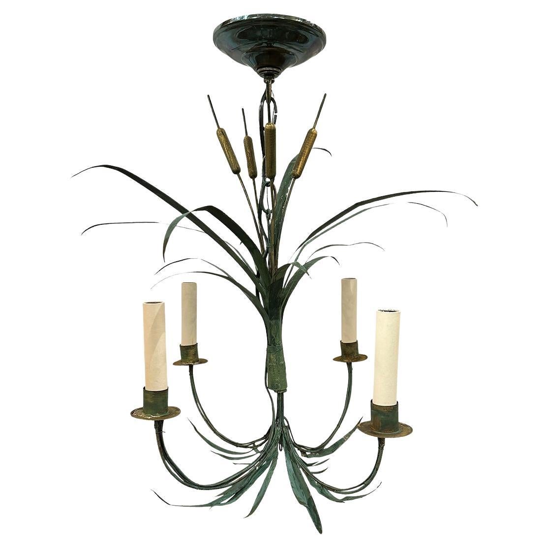 Vintage Painted Tole Chandelier For Sale