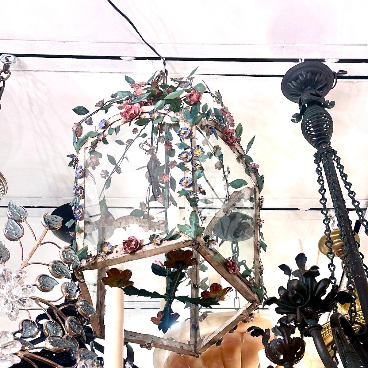 Early 20th Century Vintage Painted Tole Lantern For Sale