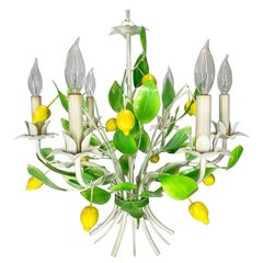 Vintage Painted Tole Lemon Chandelier