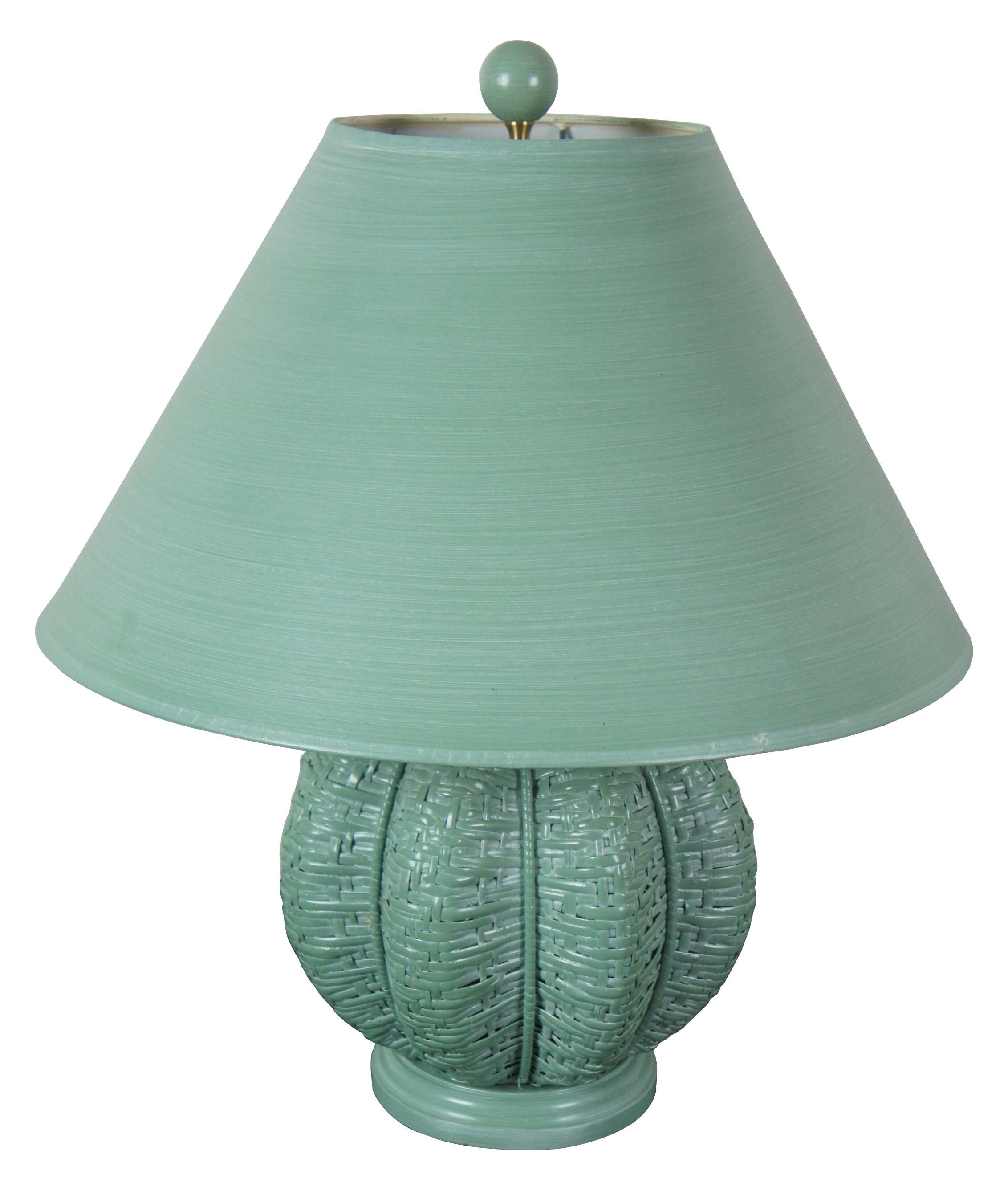 green rattan lamp