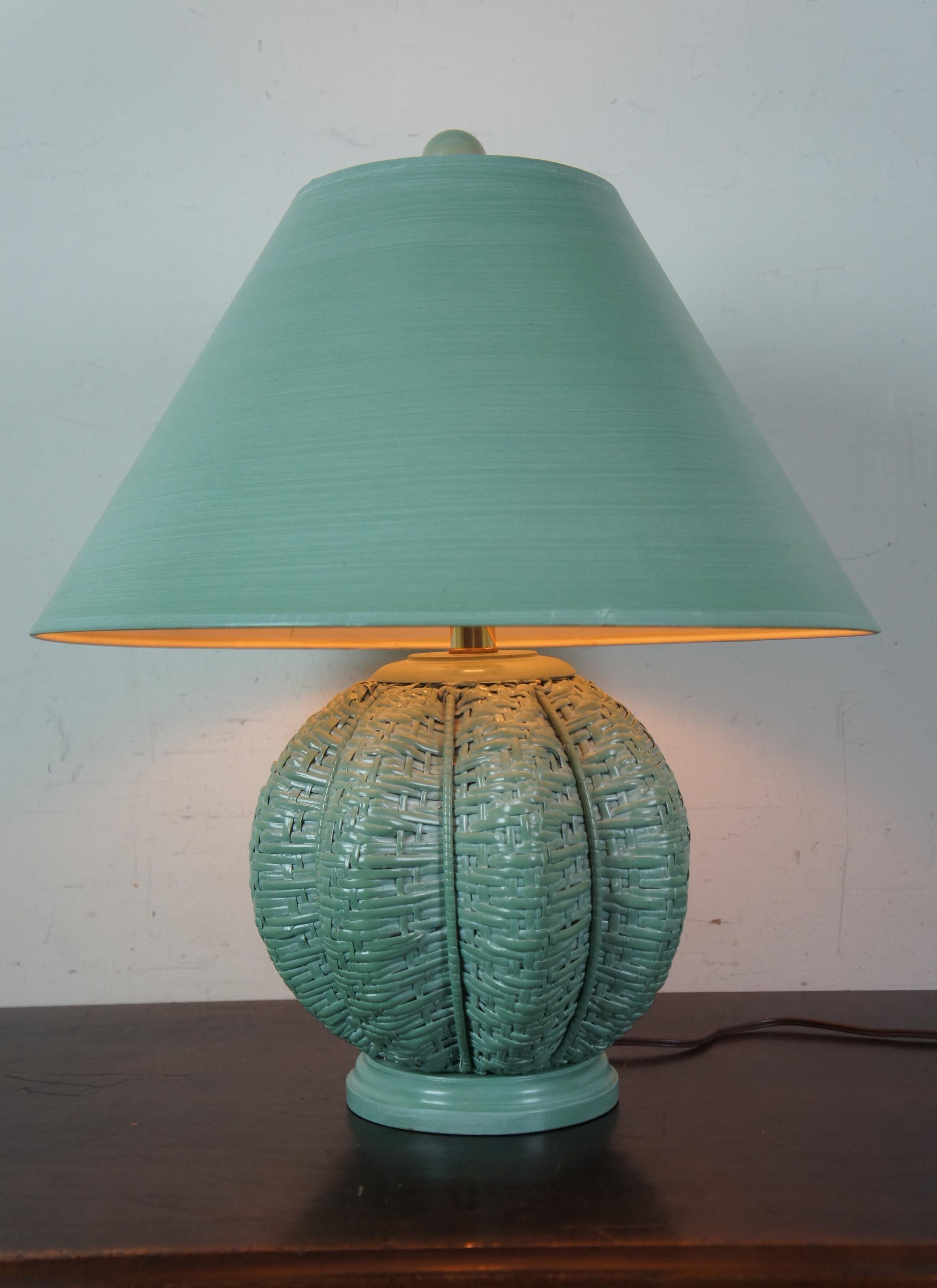 green wicker lamp
