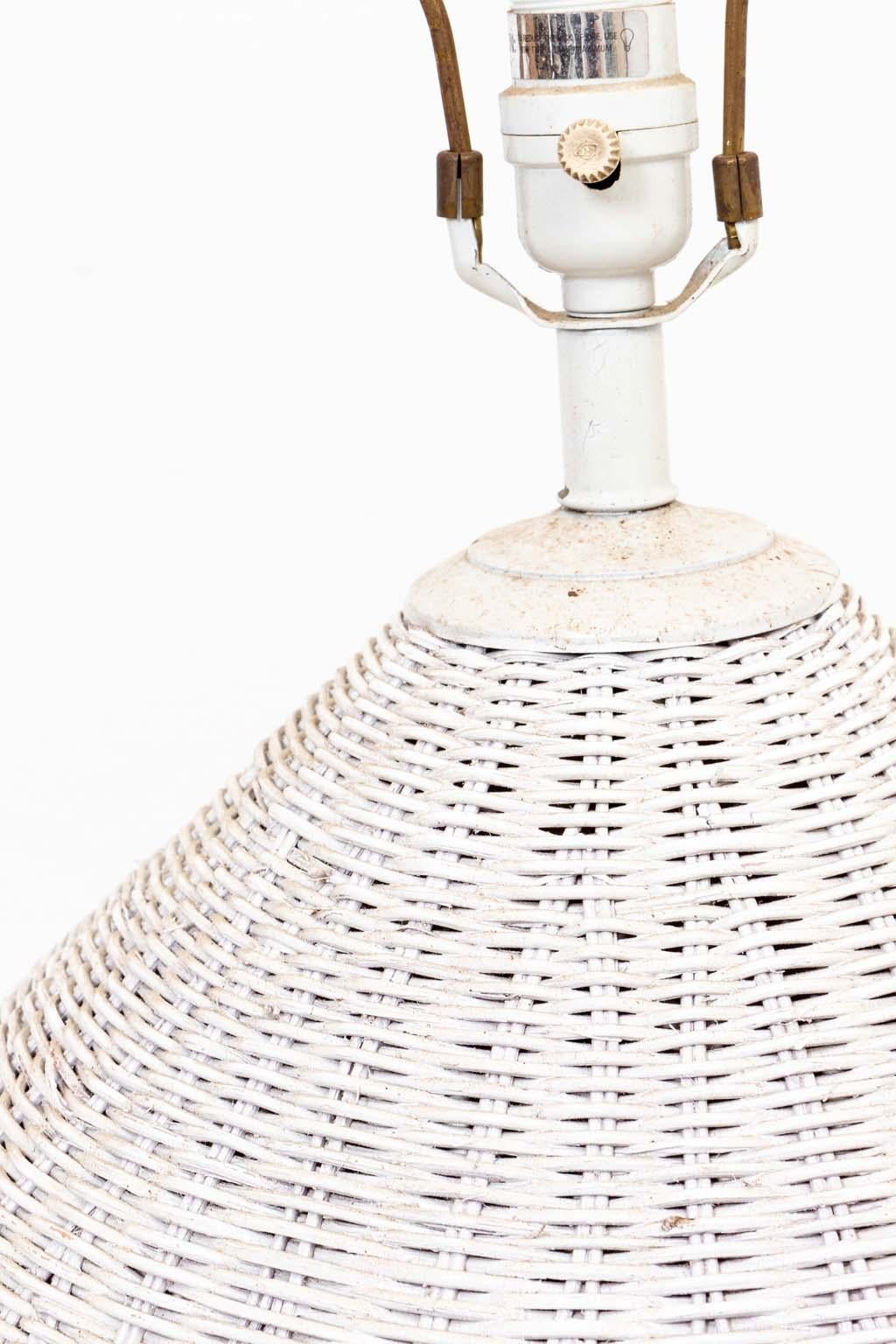 20th Century Vintage Painted Wicker Table Lamp
