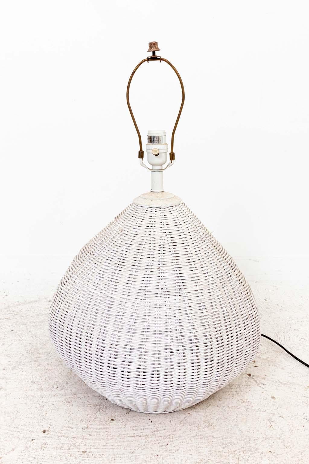 Vintage Painted Wicker Table Lamp 1